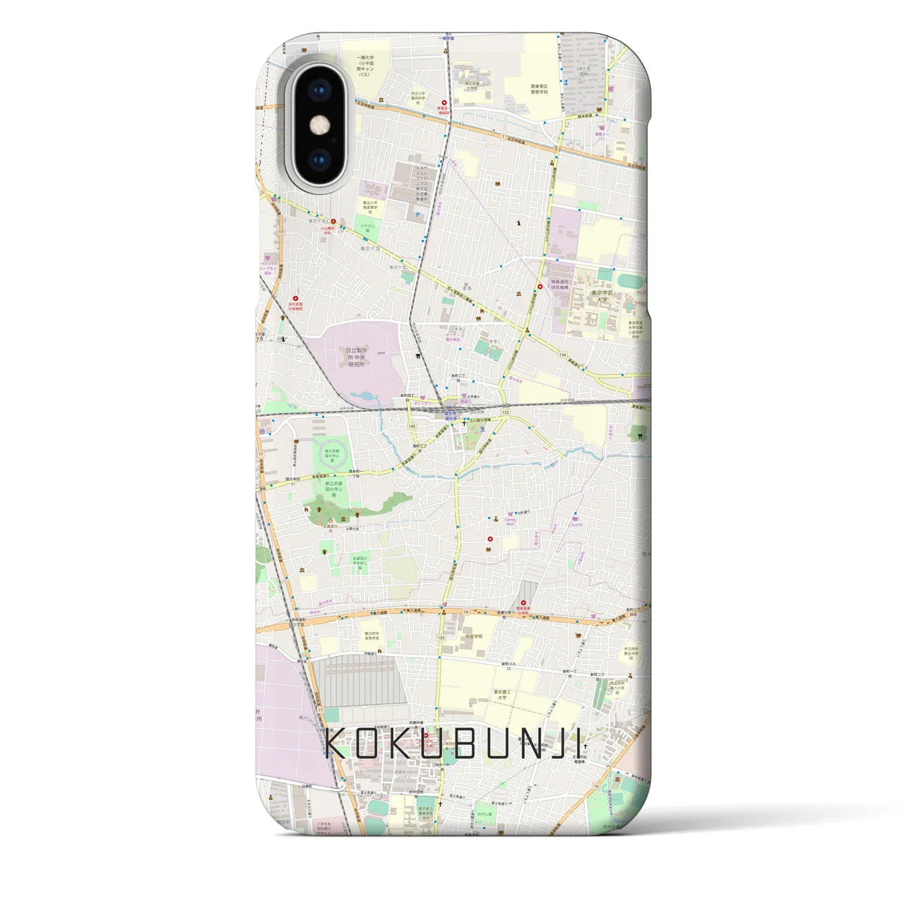 【国分寺(東京都)】地図柄iPhoneケース(バックカバータイプ)