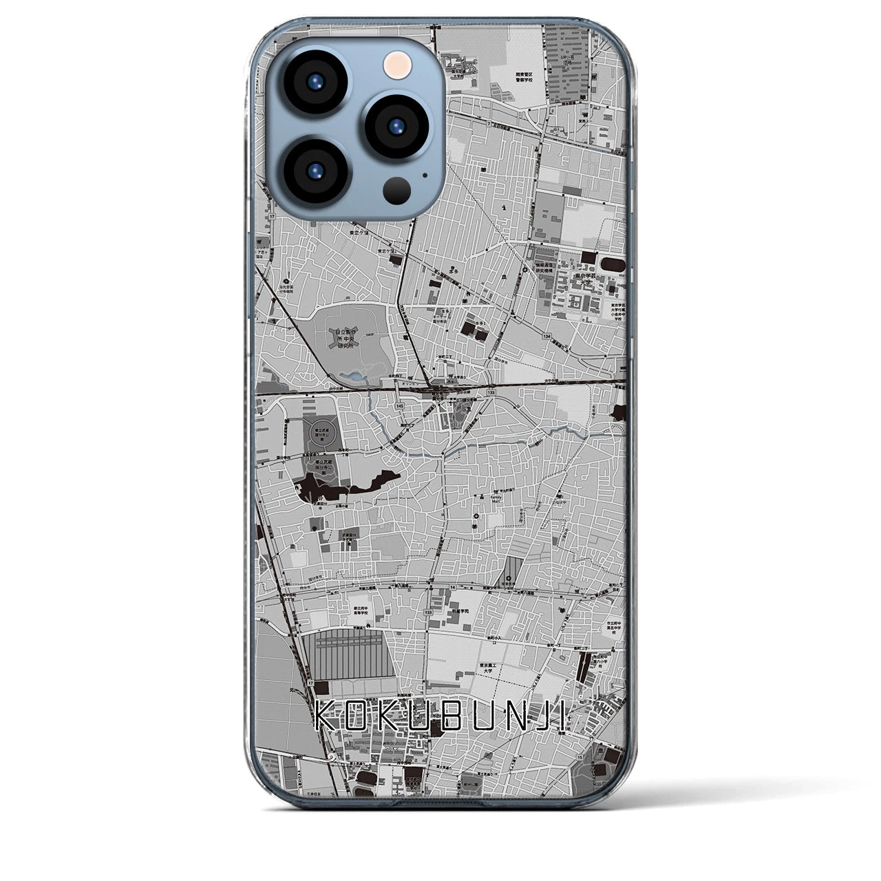 【国分寺(東京都)】地図柄iPhoneケース(クリアタイプ)