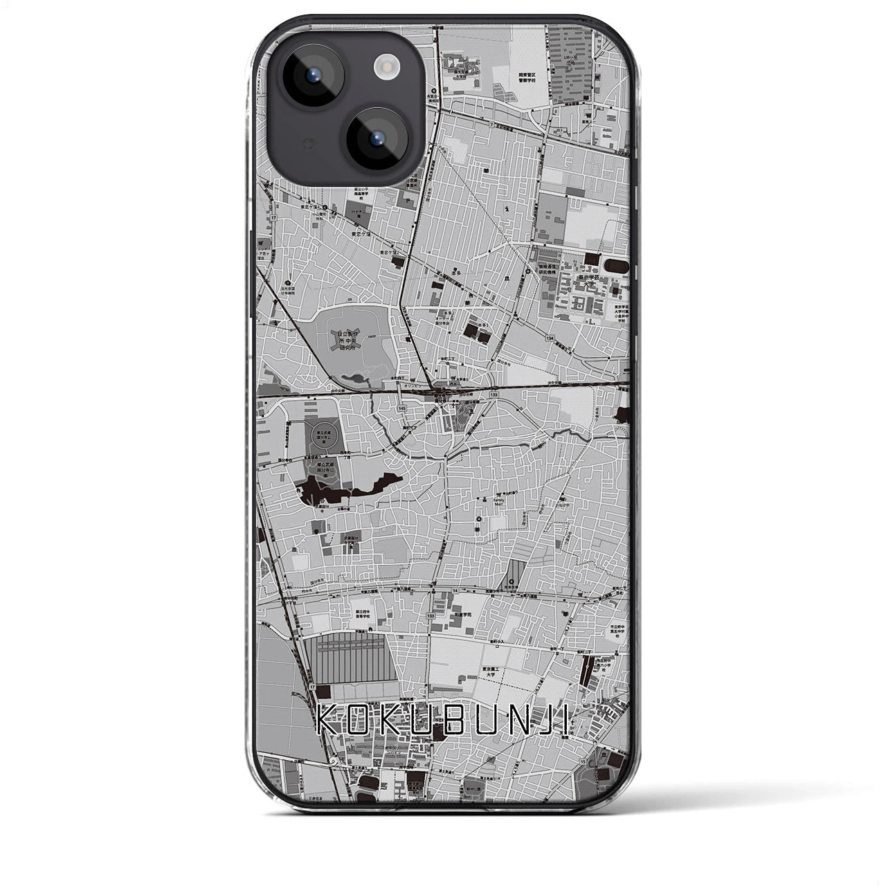 【国分寺(東京都)】地図柄iPhoneケース(クリアタイプ)