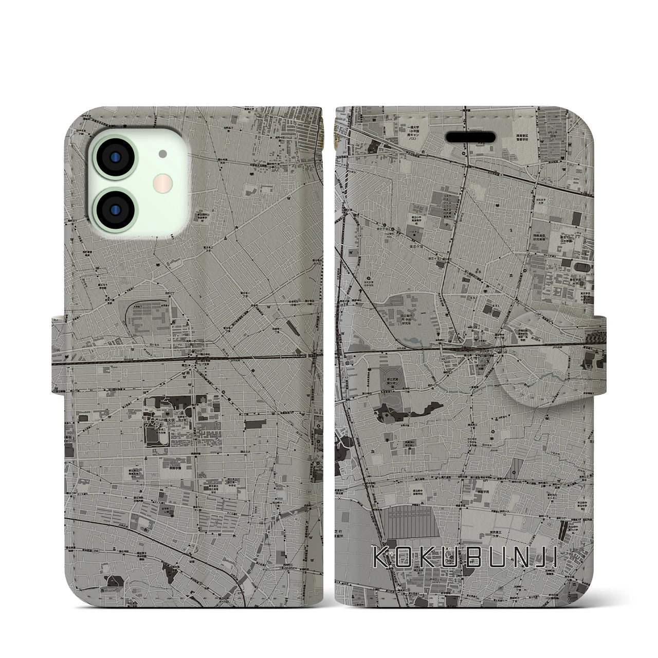 【国分寺(東京都)】地図柄iPhoneケース(手帳タイプ)