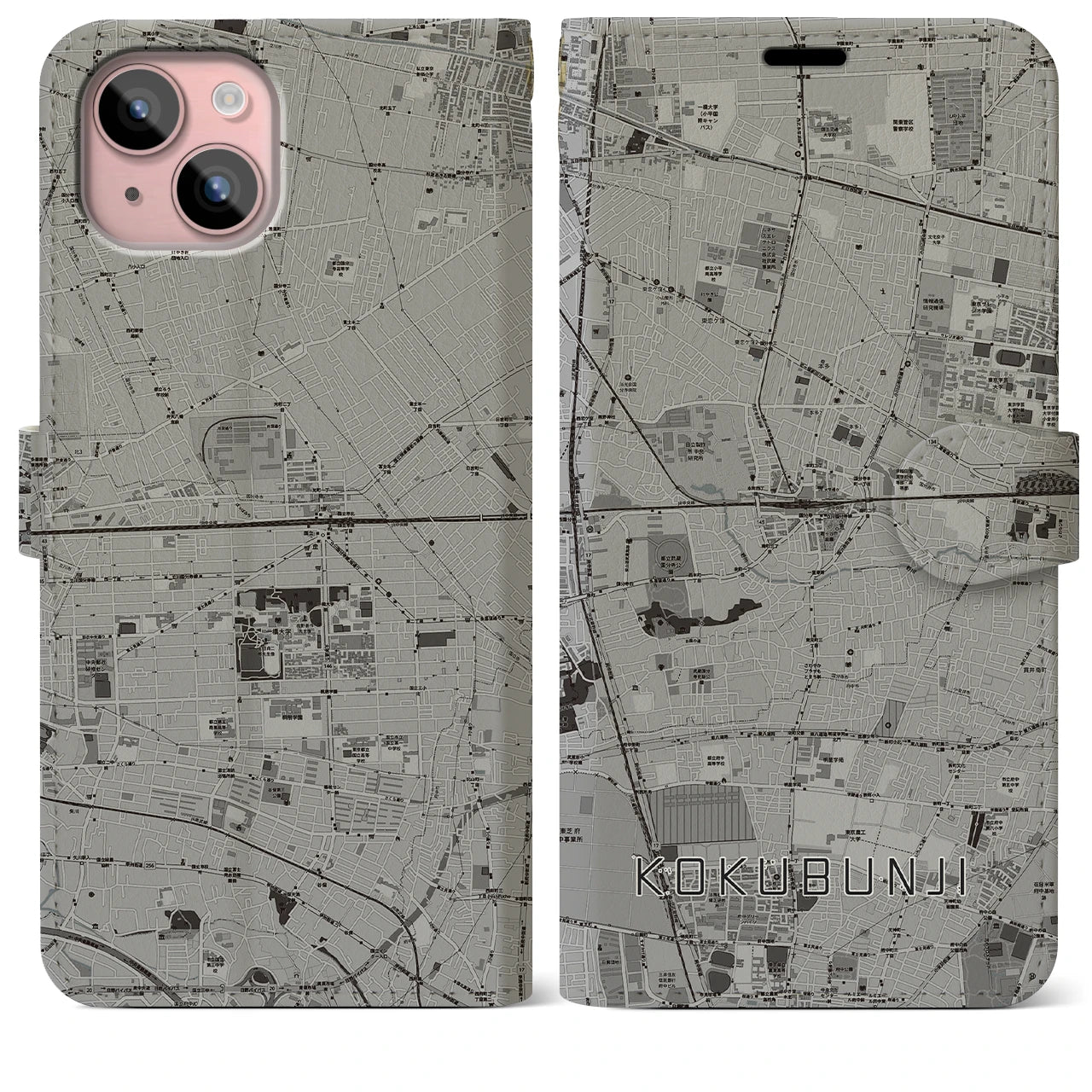 【国分寺(東京都)】地図柄iPhoneケース(手帳タイプ)