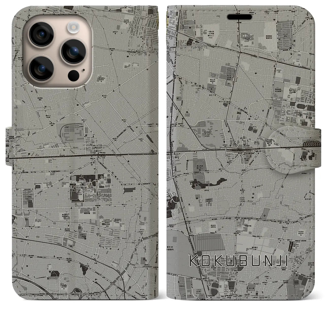 【国分寺(東京都)】地図柄iPhoneケース(手帳タイプ)