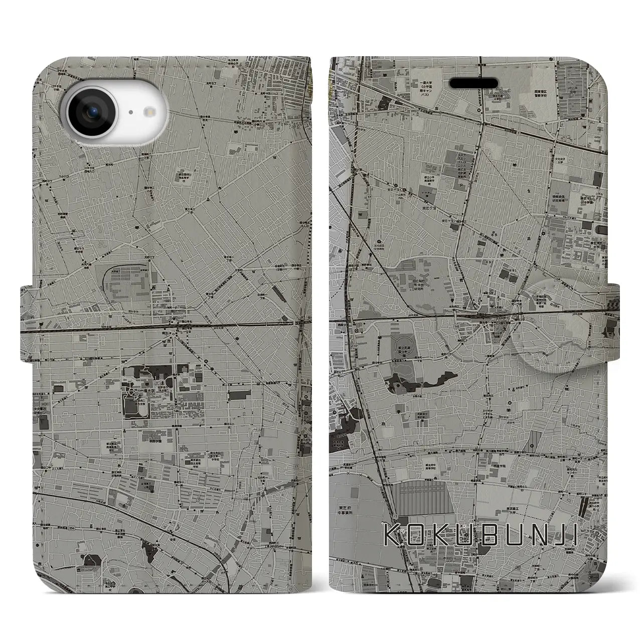 【国分寺(東京都)】地図柄iPhoneケース(手帳タイプ)