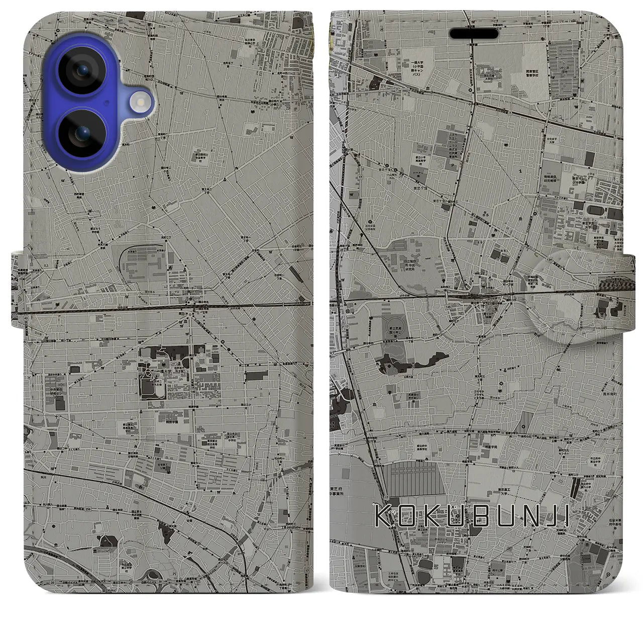 【国分寺(東京都)】地図柄iPhoneケース(手帳タイプ)