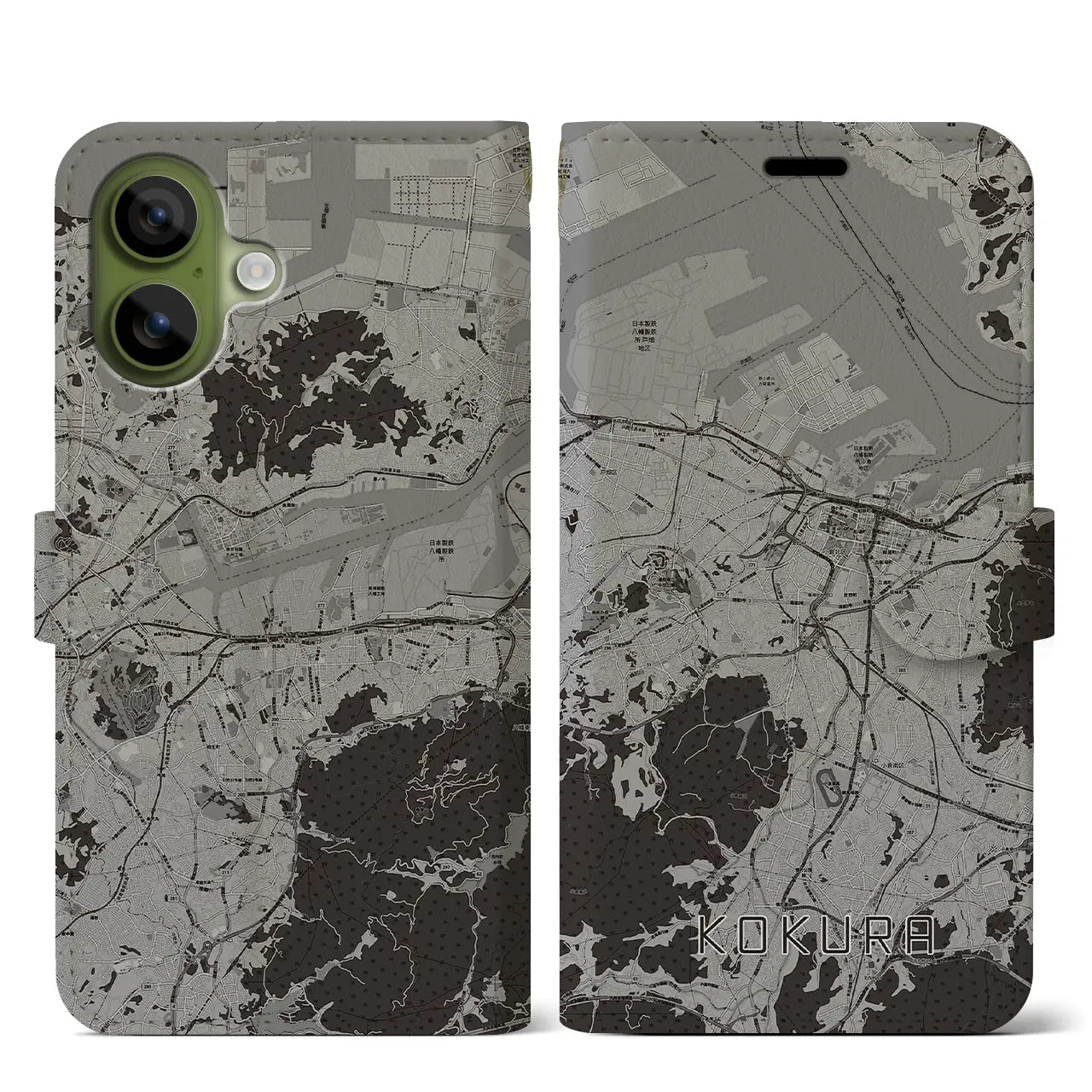 【小倉(福岡県)】地図柄iPhoneケース(手帳タイプ)