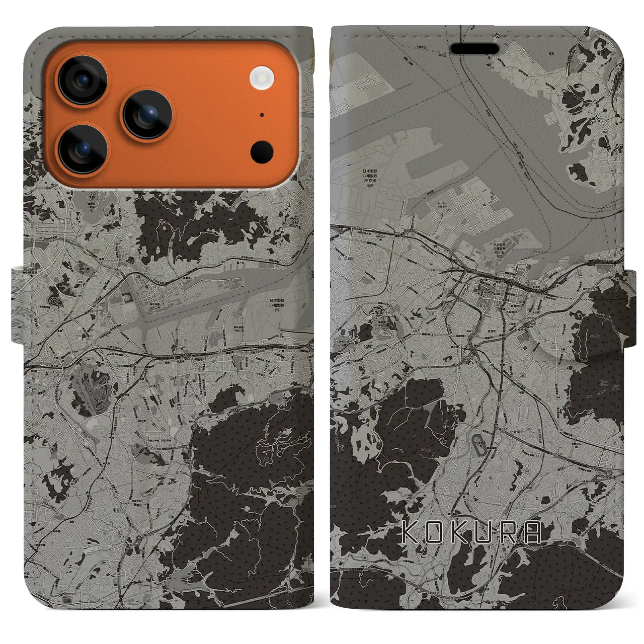 【小倉(福岡県)】地図柄iPhoneケース(手帳タイプ)