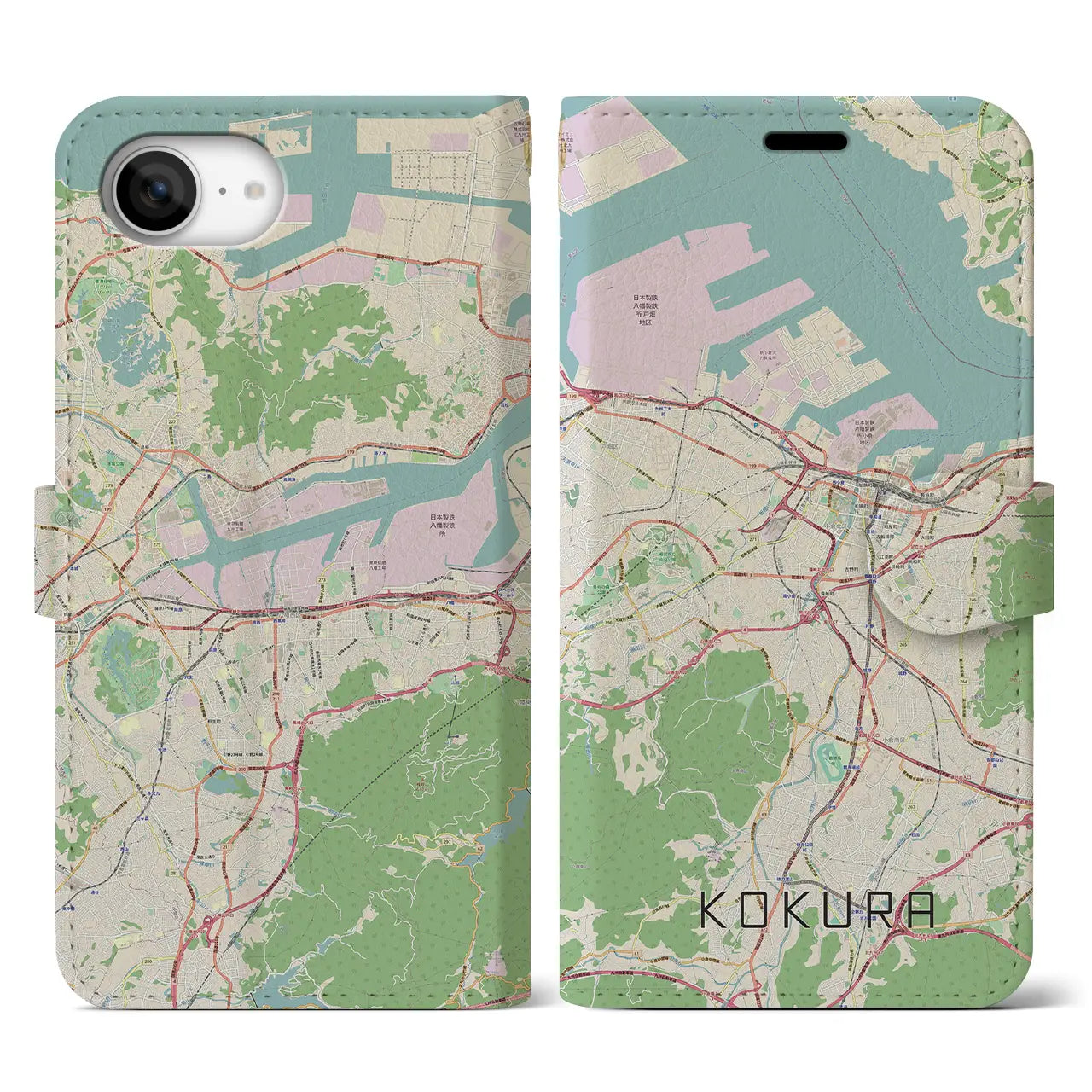 【小倉(福岡県)】地図柄iPhoneケース(手帳タイプ)