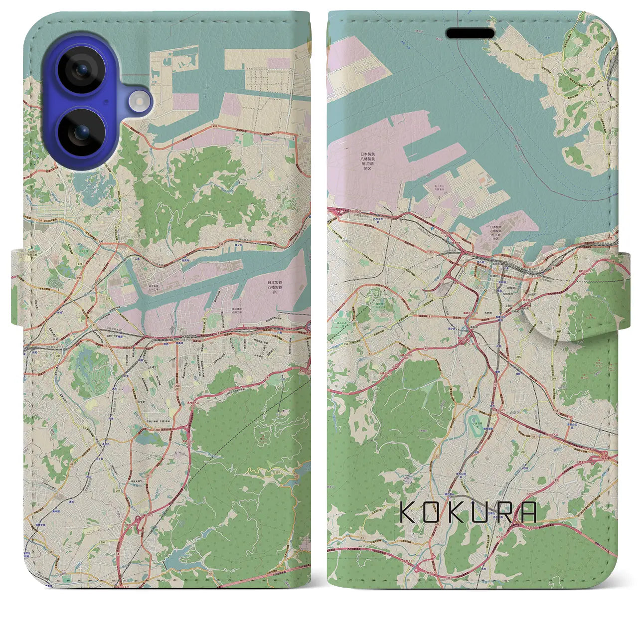 【小倉(福岡県)】地図柄iPhoneケース(手帳タイプ)ナチュラル・iPhone 16 Pro Max 用
