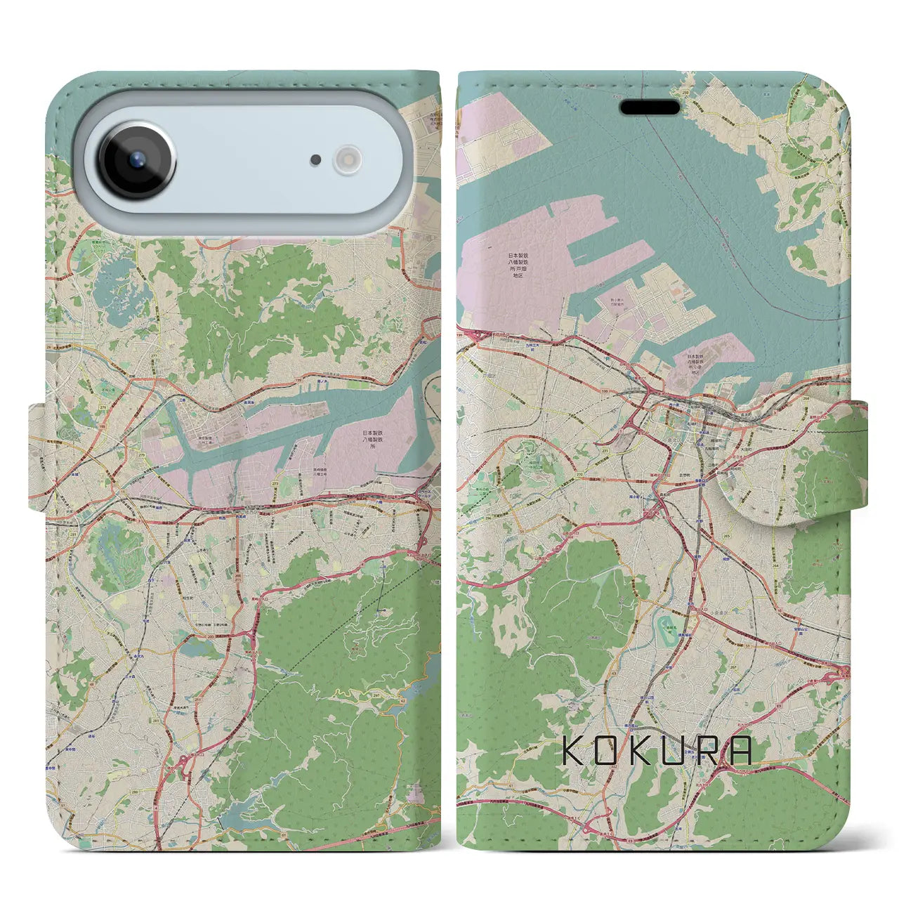 【小倉(福岡県)】地図柄iPhoneケース(手帳タイプ)