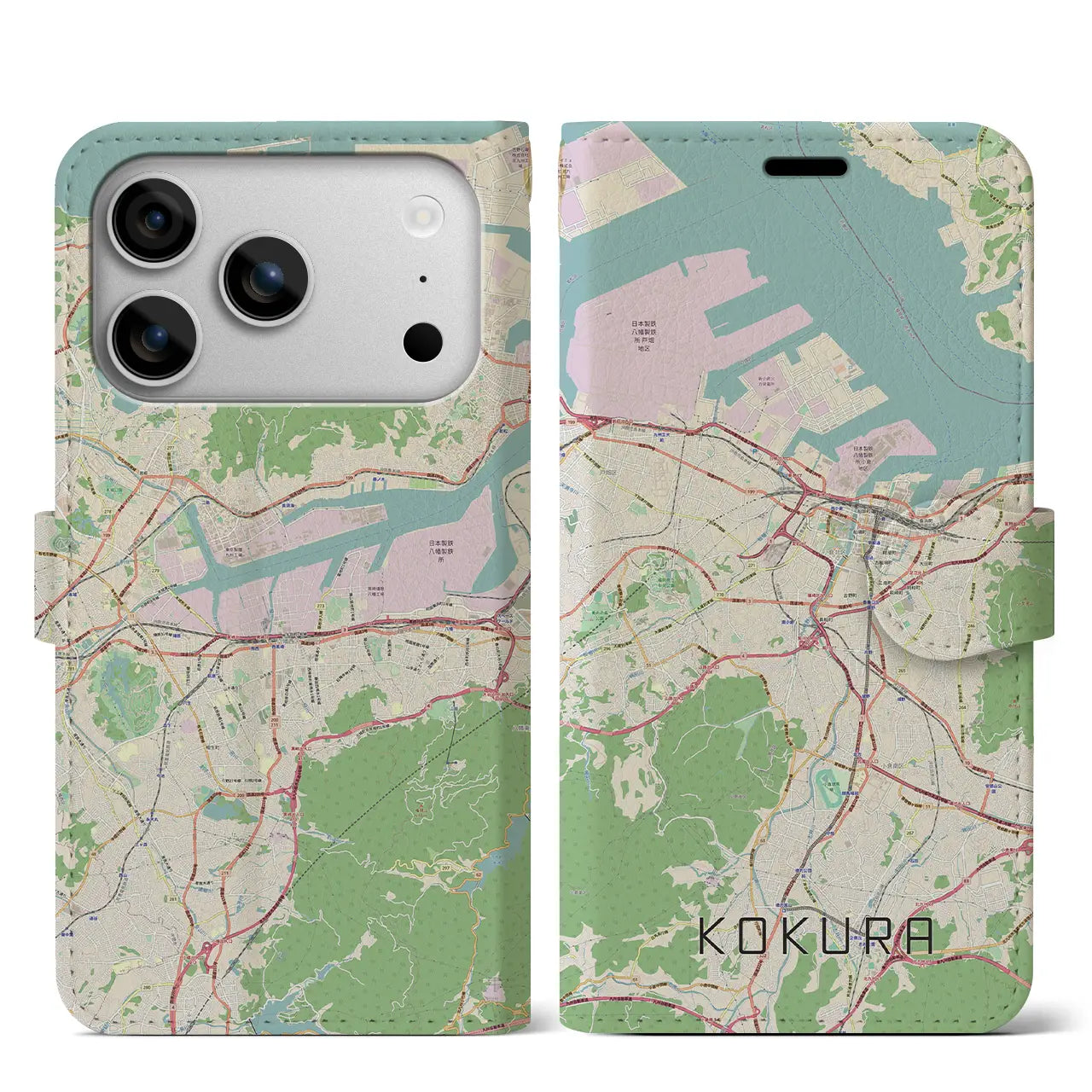 【小倉(福岡県)】地図柄iPhoneケース(手帳タイプ)