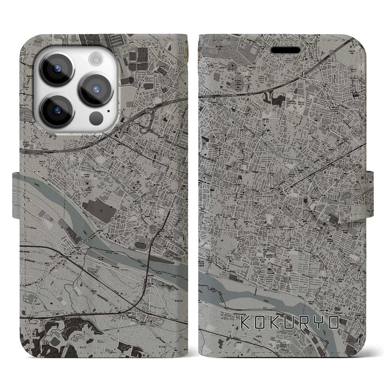 【国領(東京都)】地図柄iPhoneケース(手帳タイプ)