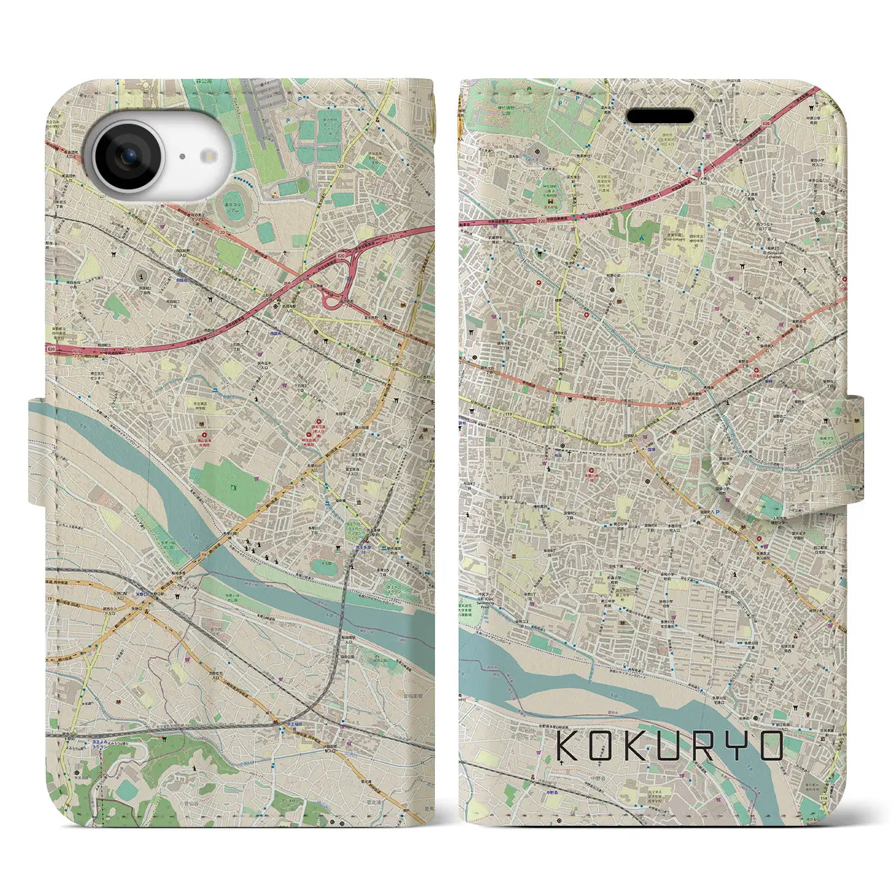 【国領(東京都)】地図柄iPhoneケース(手帳タイプ)