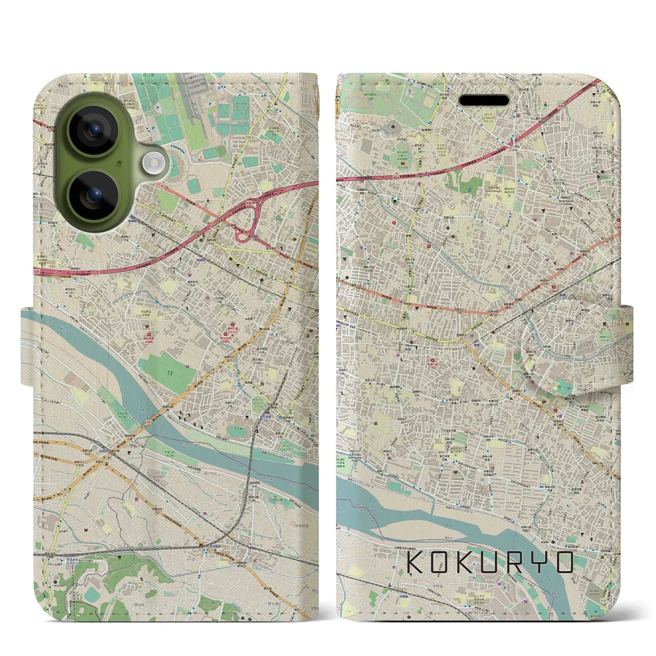 【国領(東京都)】地図柄iPhoneケース(手帳タイプ)