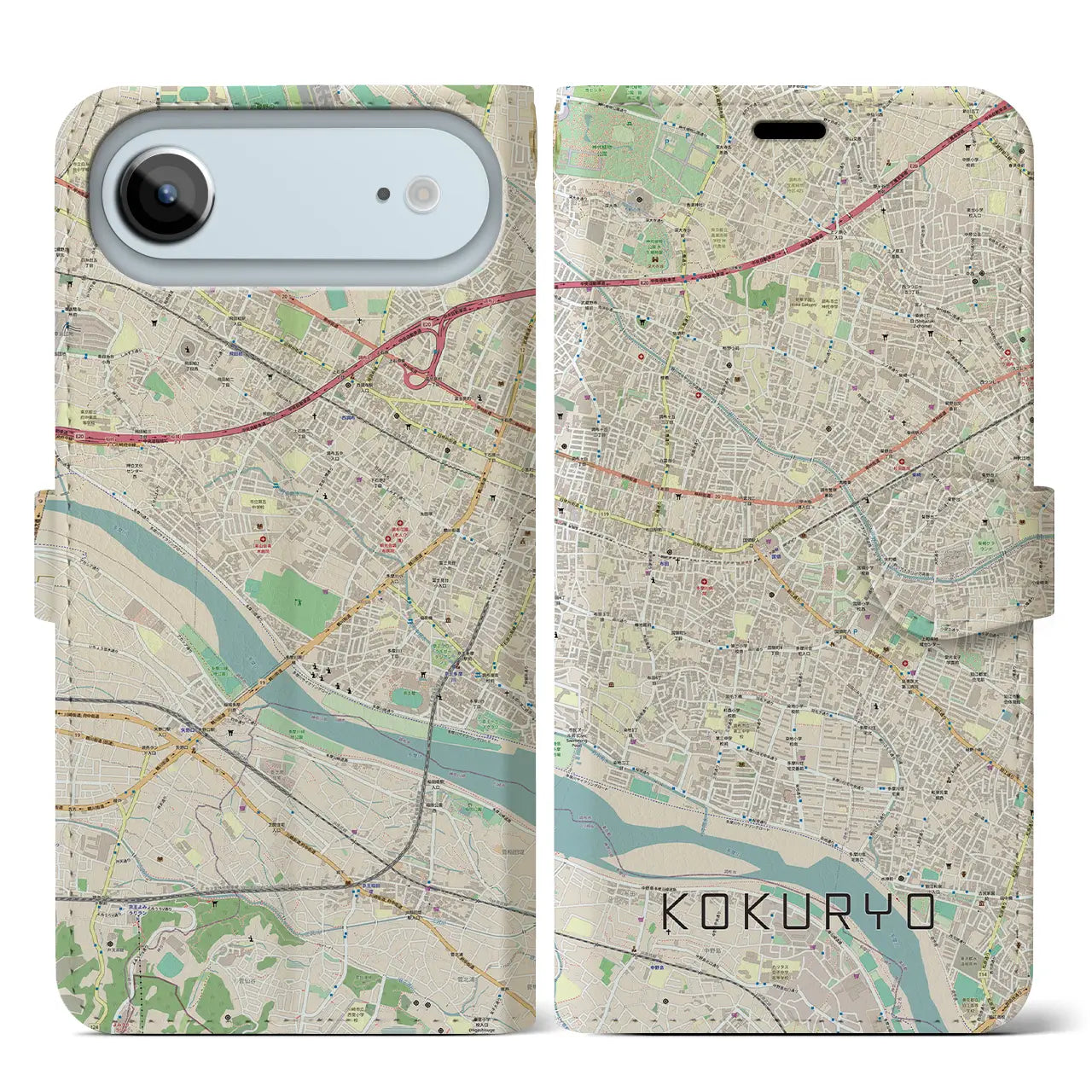 【国領(東京都)】地図柄iPhoneケース(手帳タイプ)