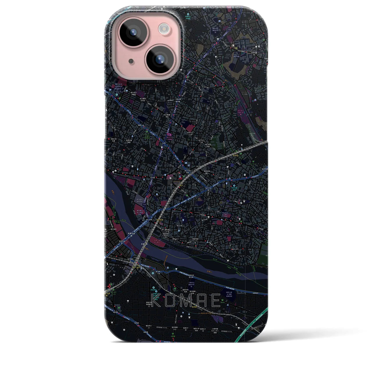 【狛江(東京都)】地図柄iPhoneケース(バックカバータイプ)