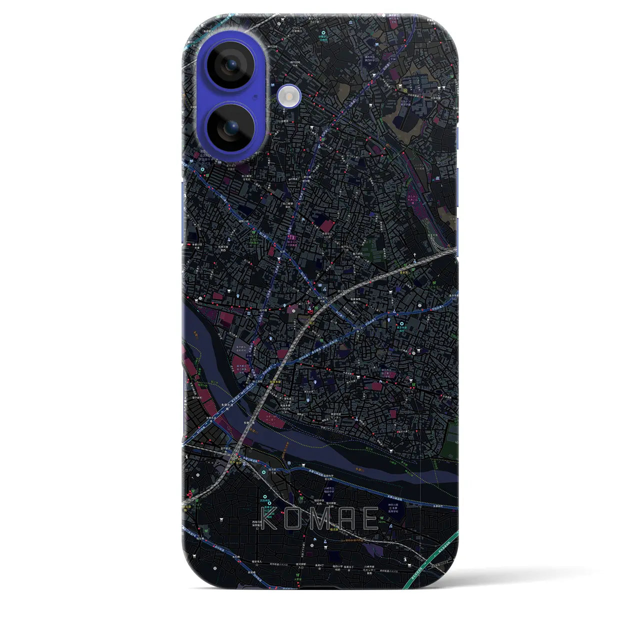 【狛江(東京都)】地図柄iPhoneケース(バックカバータイプ)