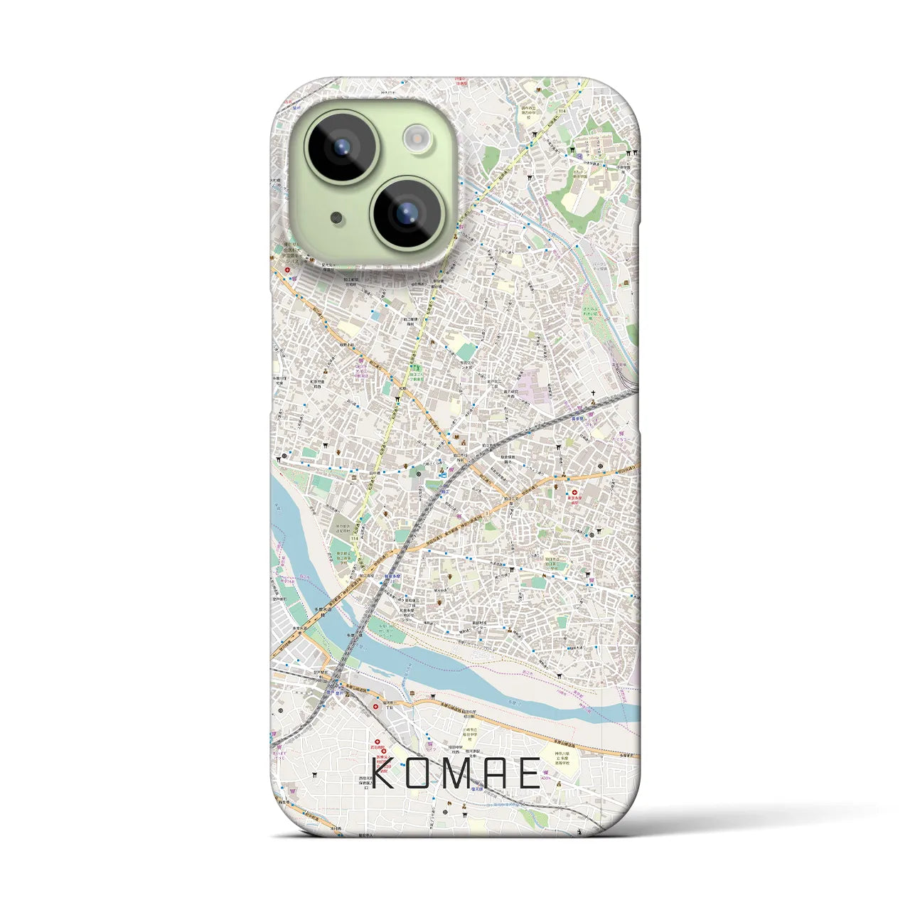 【狛江(東京都)】地図柄iPhoneケース(バックカバータイプ)