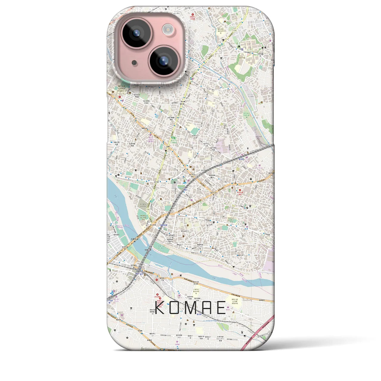 【狛江(東京都)】地図柄iPhoneケース(バックカバータイプ)