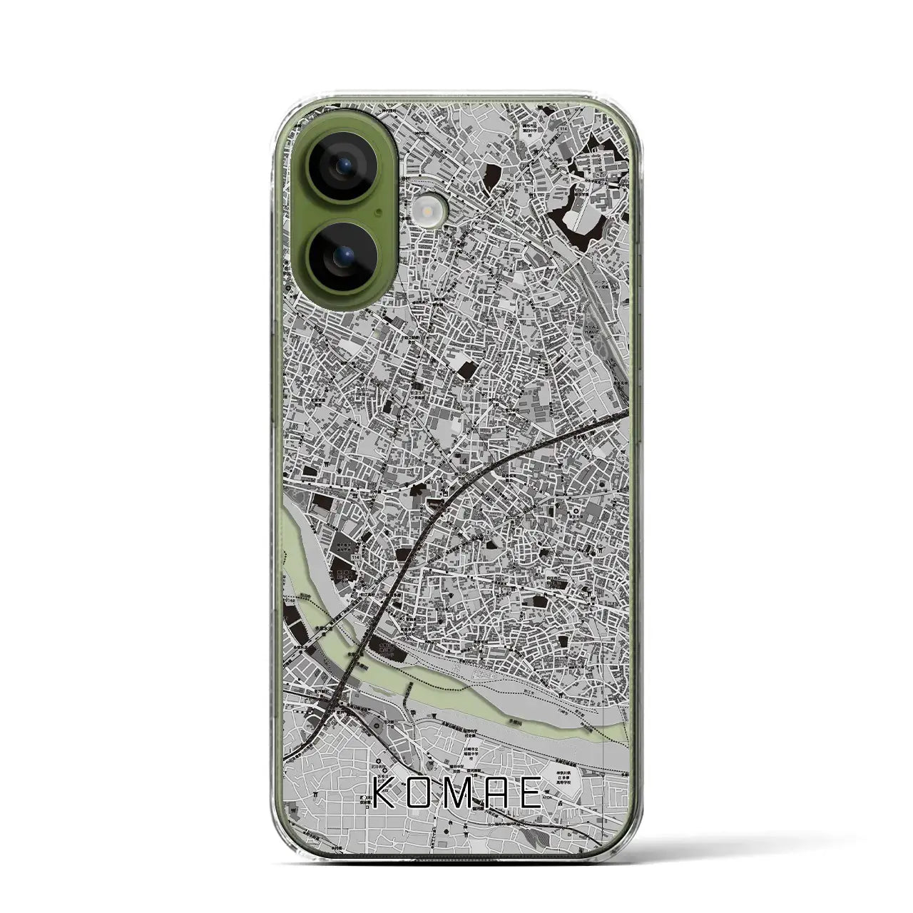 【狛江(東京都)】地図柄iPhoneケース(クリアタイプ)モノトーン・iPhone 17 Pro Max 用
