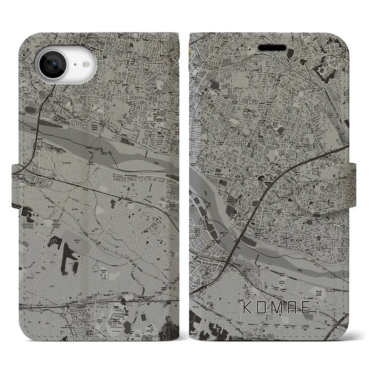 【狛江(東京都)】地図柄iPhoneケース(手帳タイプ)