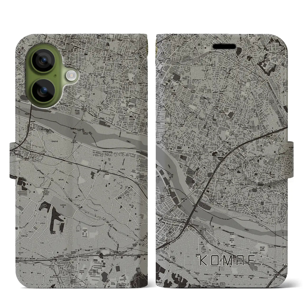 【狛江(東京都)】地図柄iPhoneケース(手帳タイプ)