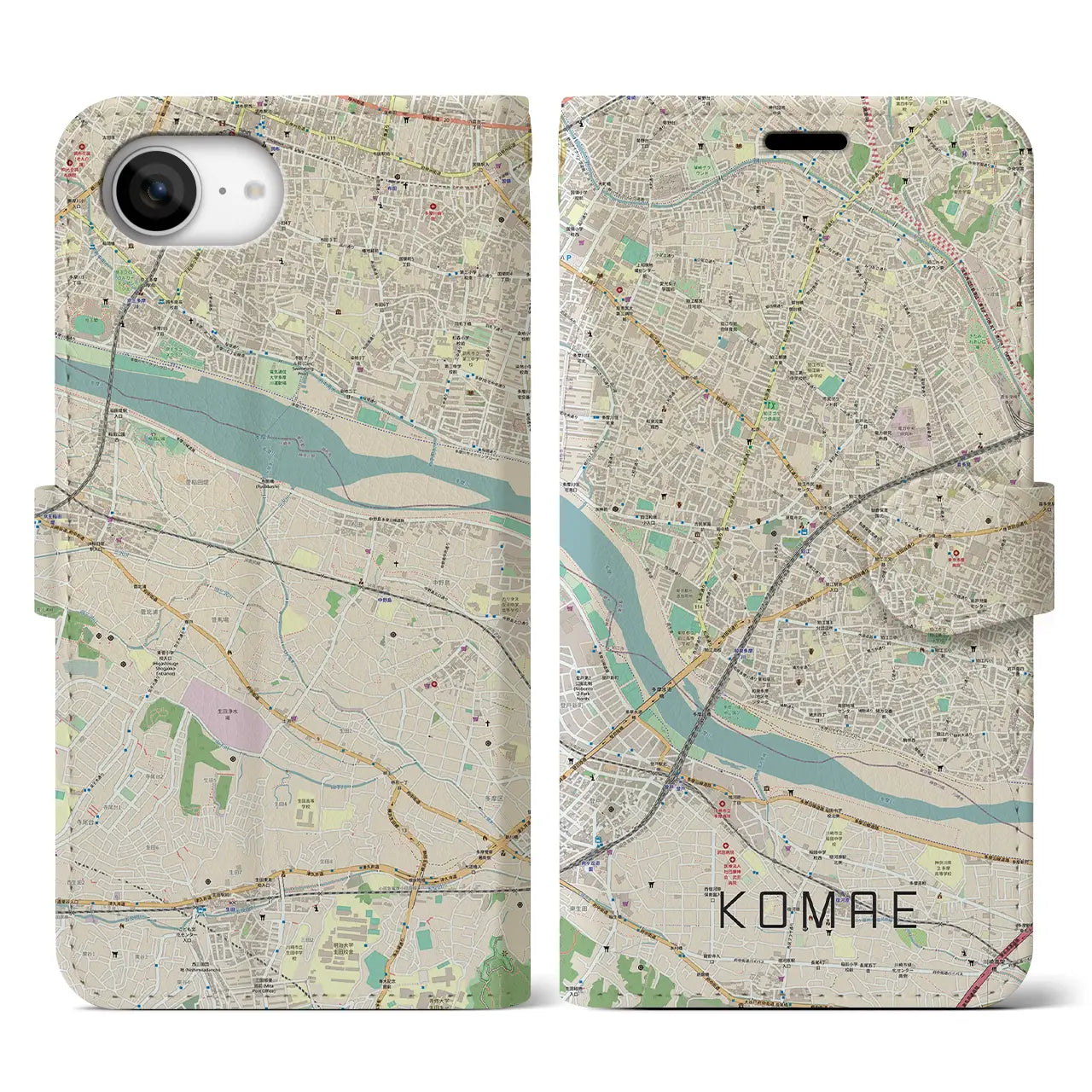 【狛江(東京都)】地図柄iPhoneケース(手帳タイプ)
