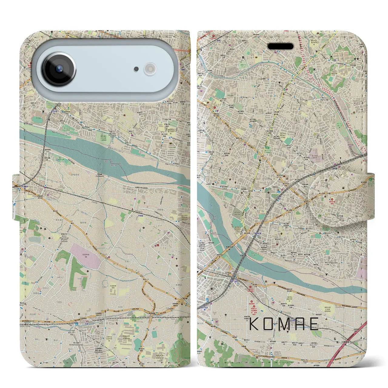 【狛江(東京都)】地図柄iPhoneケース(手帳タイプ)