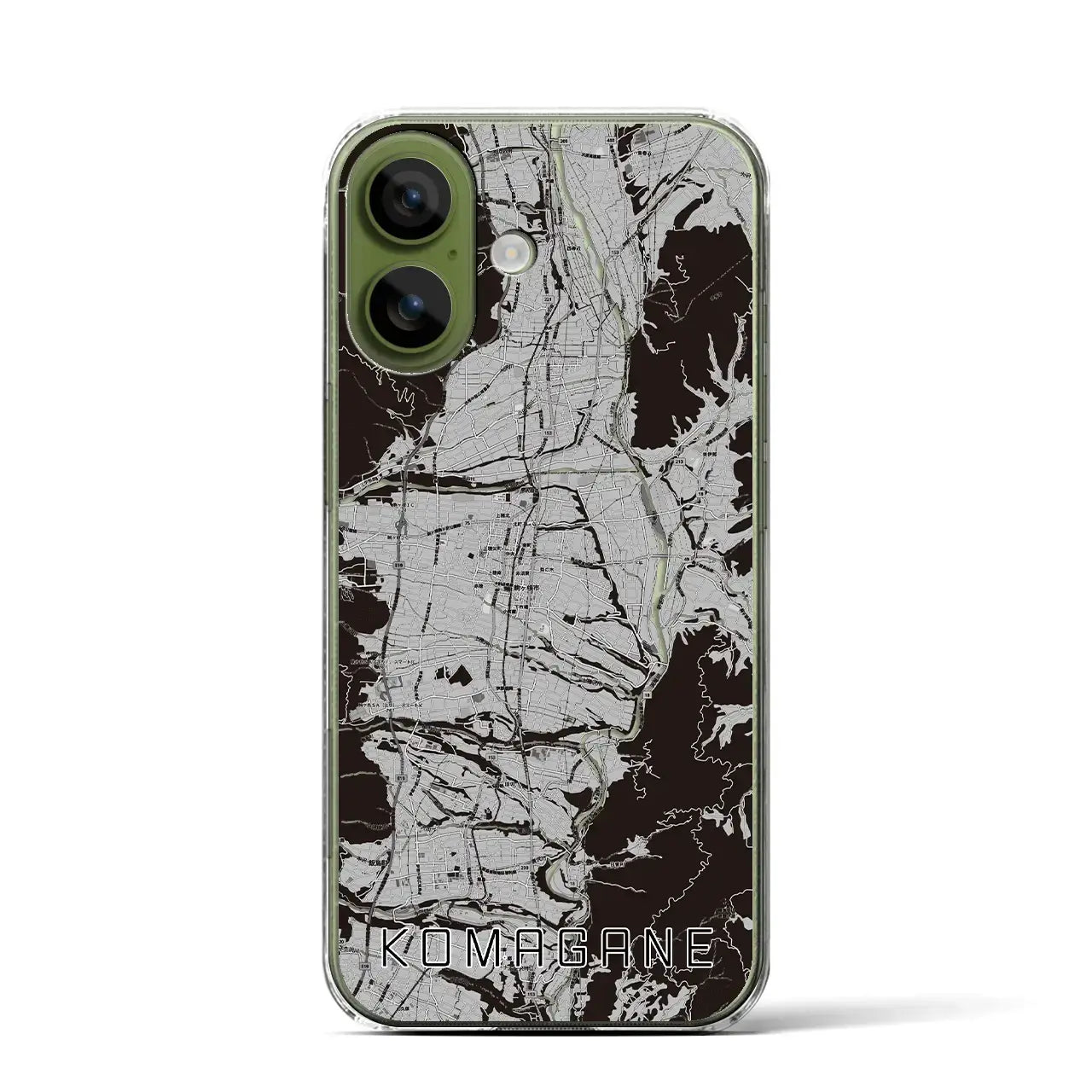 【駒ヶ根(長野県)】地図柄iPhoneケース(クリアタイプ)モノトーン・iPhone 17 Pro Max 用