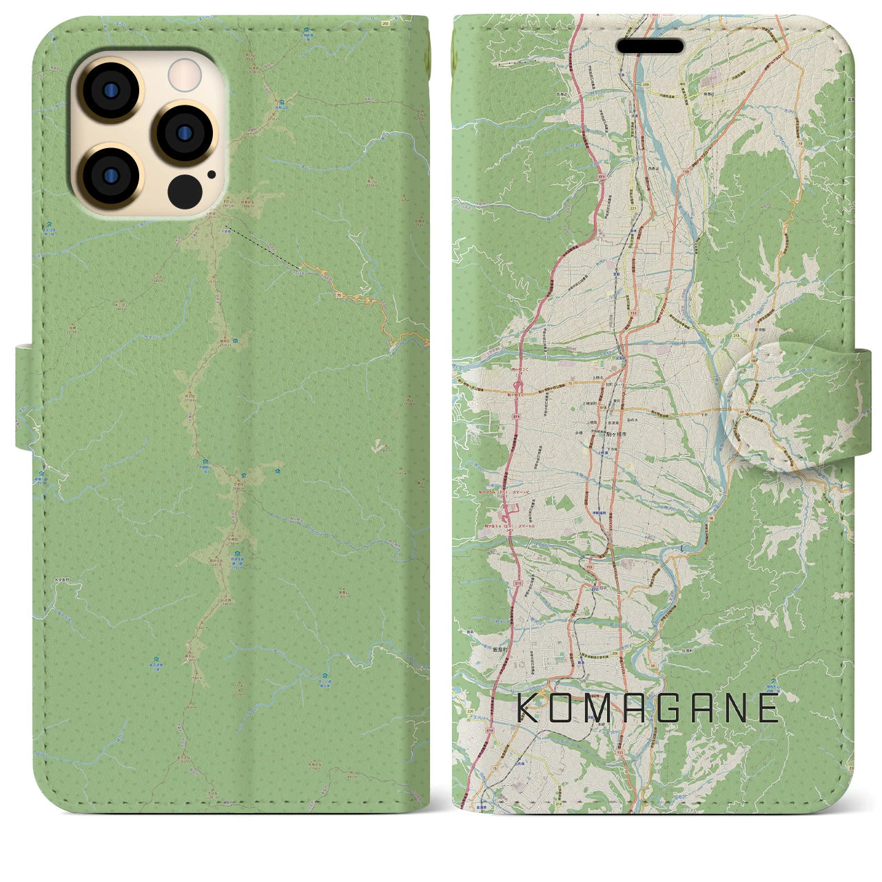 【駒ヶ根(長野県)】地図柄iPhoneケース(手帳タイプ)