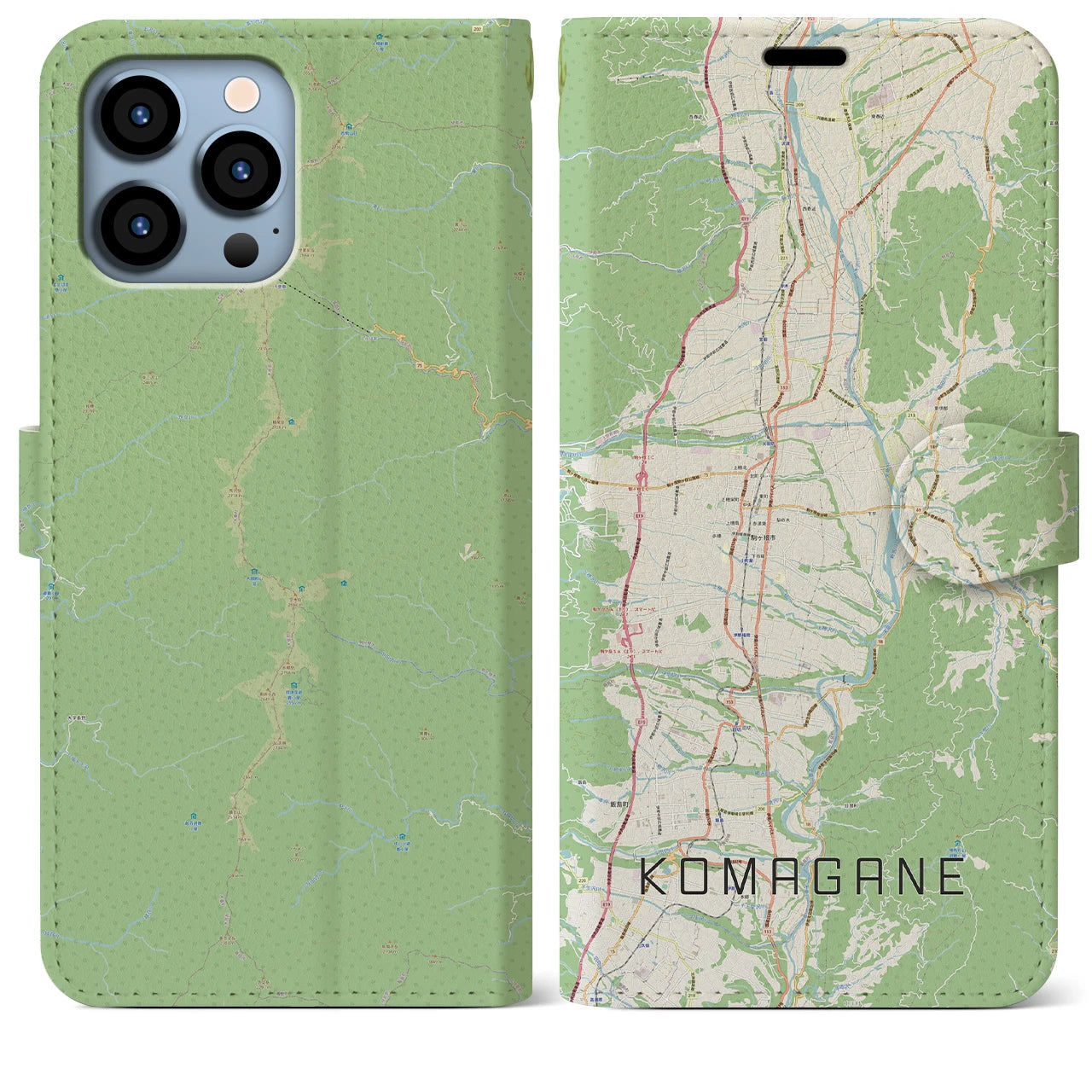 【駒ヶ根(長野県)】地図柄iPhoneケース(手帳タイプ)