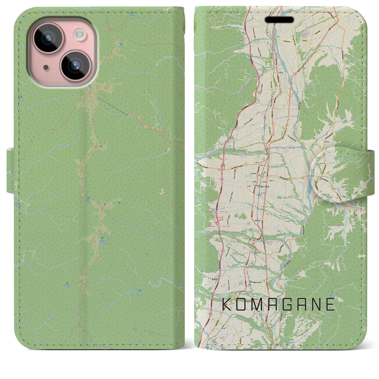 【駒ヶ根(長野県)】地図柄iPhoneケース(手帳タイプ)