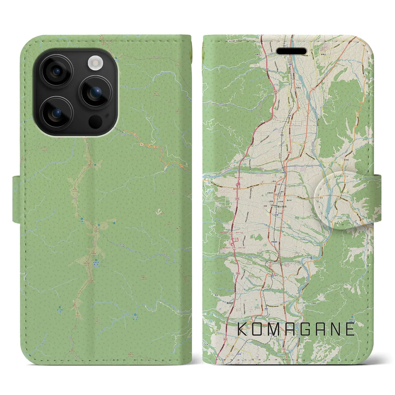 【駒ヶ根(長野県)】地図柄iPhoneケース(手帳タイプ)