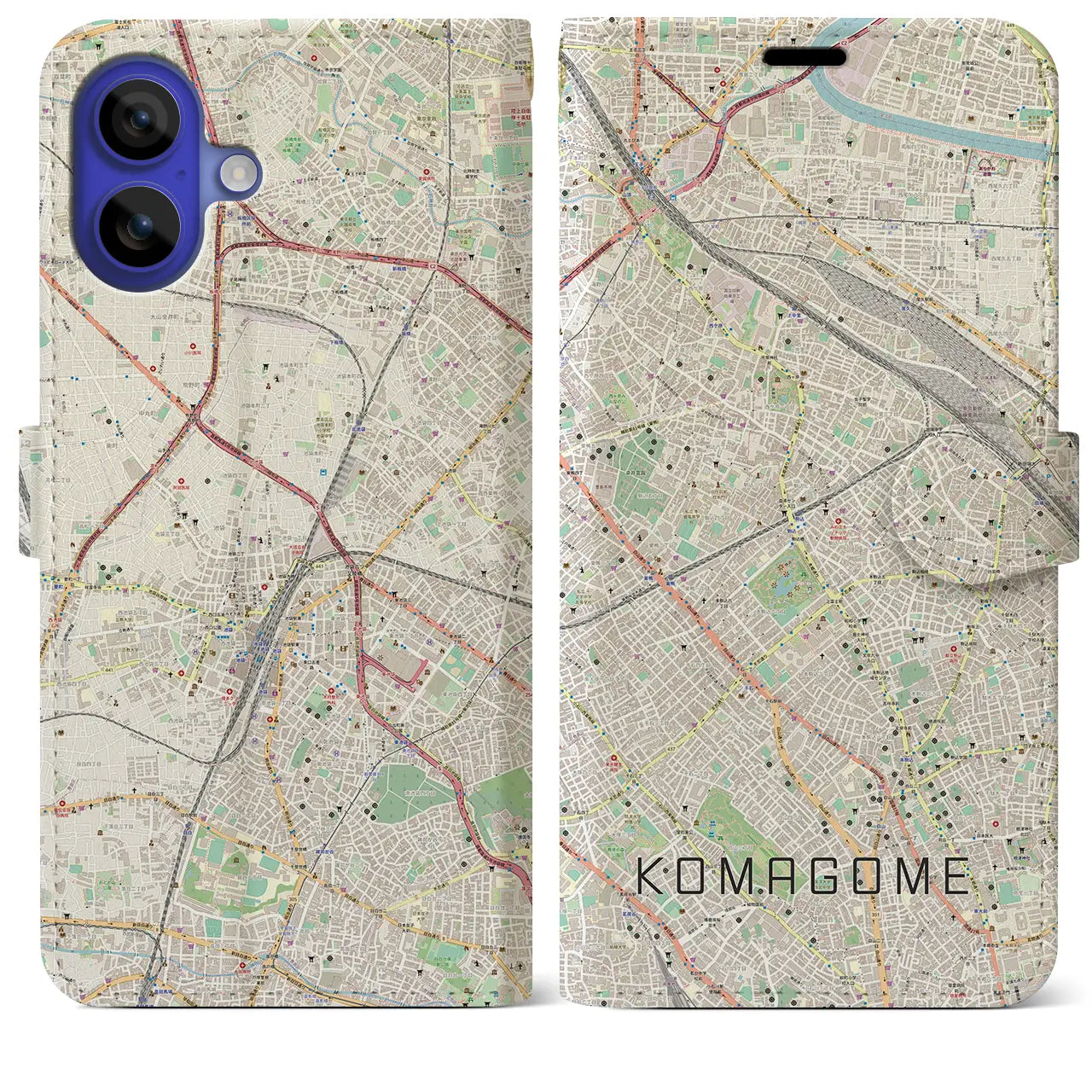 【駒込(東京都)】地図柄iPhoneケース(手帳タイプ)ナチュラル・iPhone 16 Pro Max 用