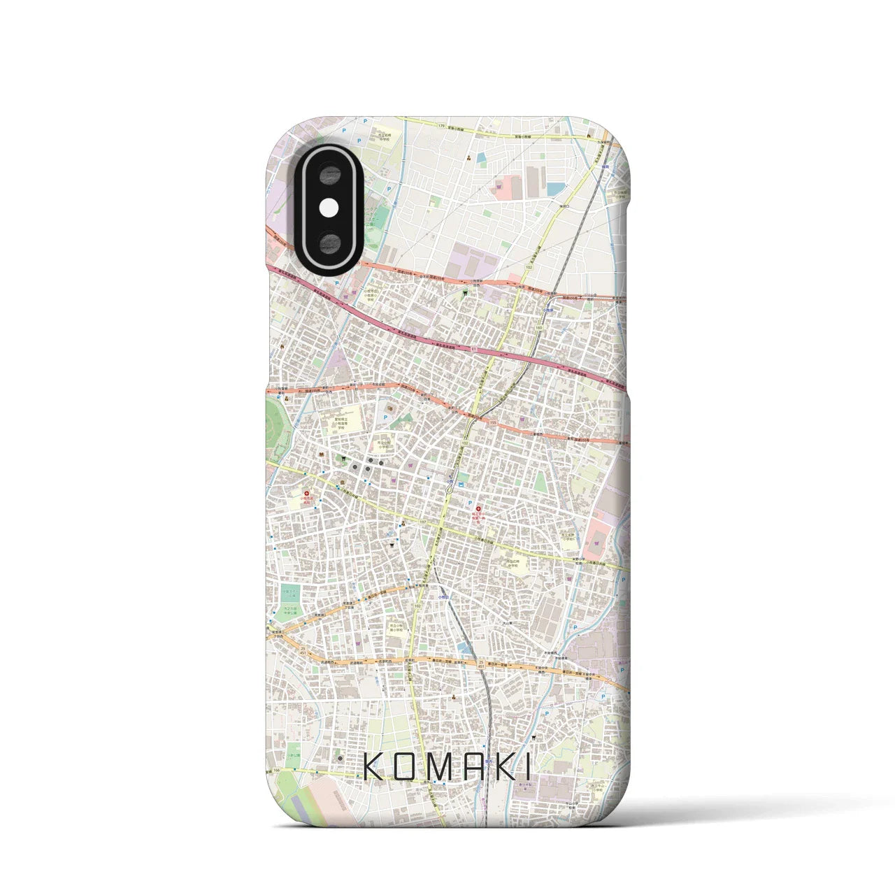【小牧(愛知県)】地図柄iPhoneケース(バックカバータイプ)