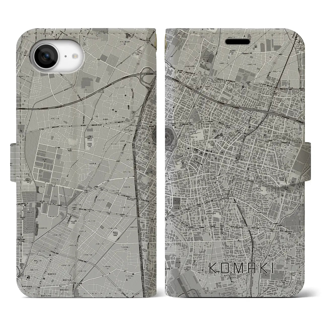 【小牧(愛知県)】地図柄iPhoneケース(手帳タイプ)