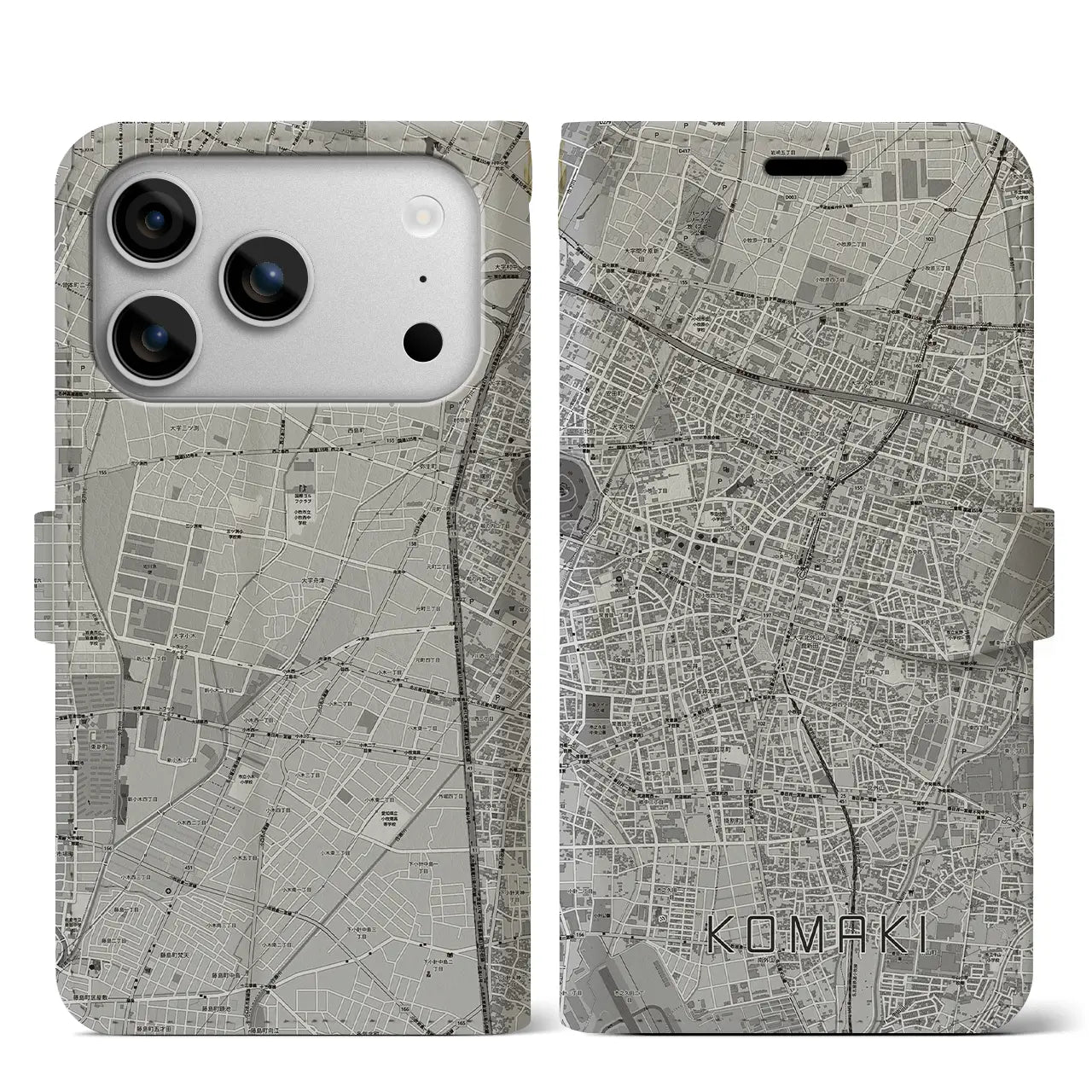 【小牧(愛知県)】地図柄iPhoneケース(手帳タイプ)