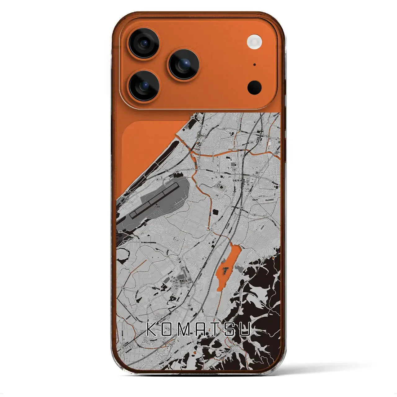 【小松(石川県)】地図柄iPhoneケース(クリアタイプ)モノトーン・iPhone 17 Pro Max 用