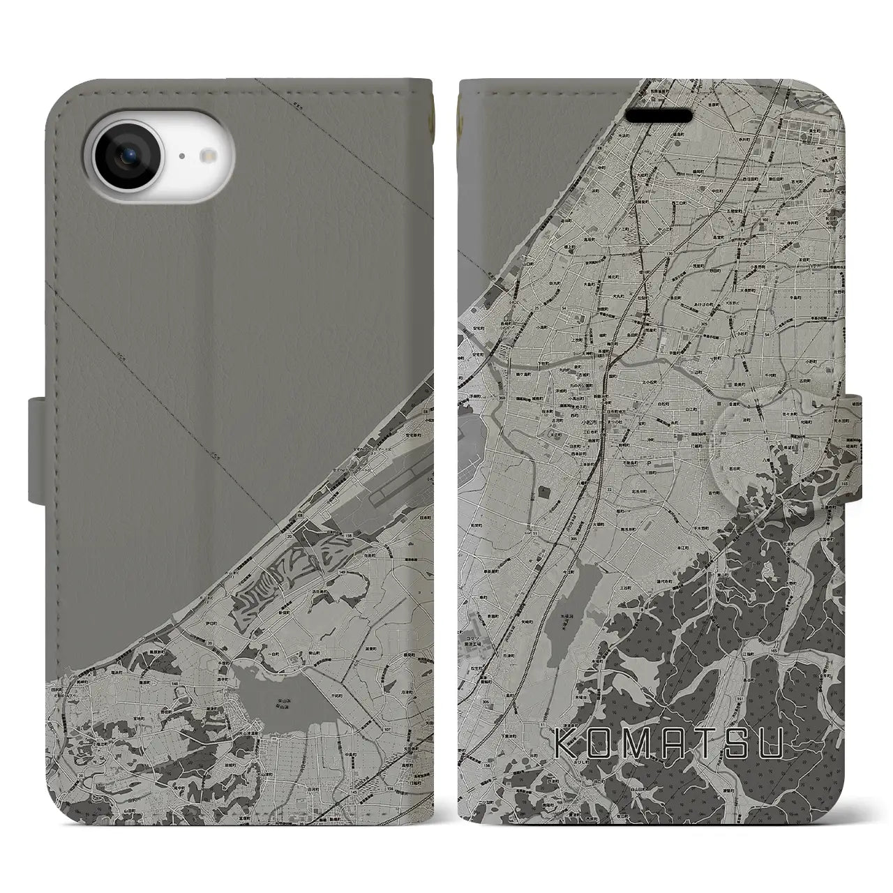 【小松(石川県)】地図柄iPhoneケース(手帳タイプ)