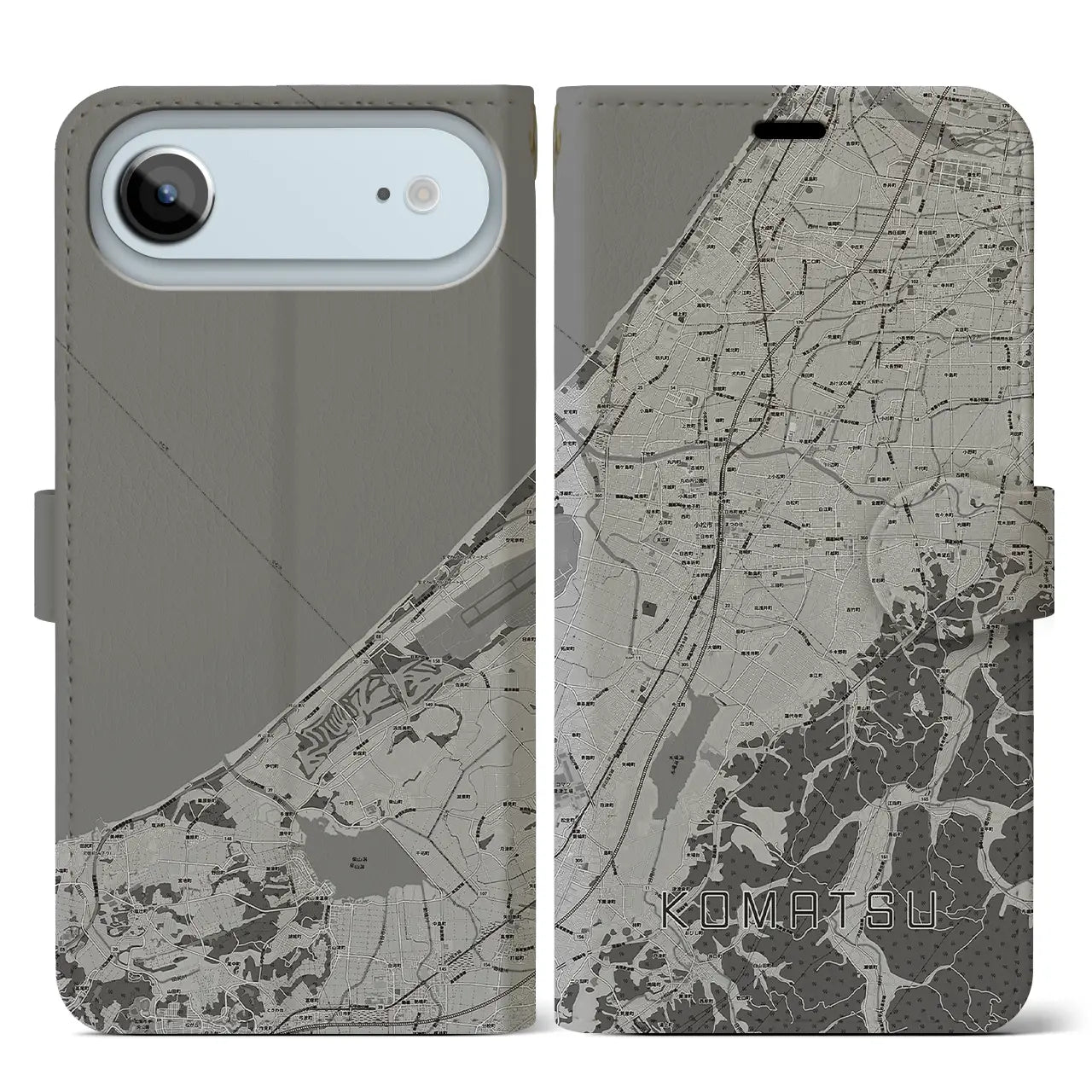 【小松(石川県)】地図柄iPhoneケース(手帳タイプ)