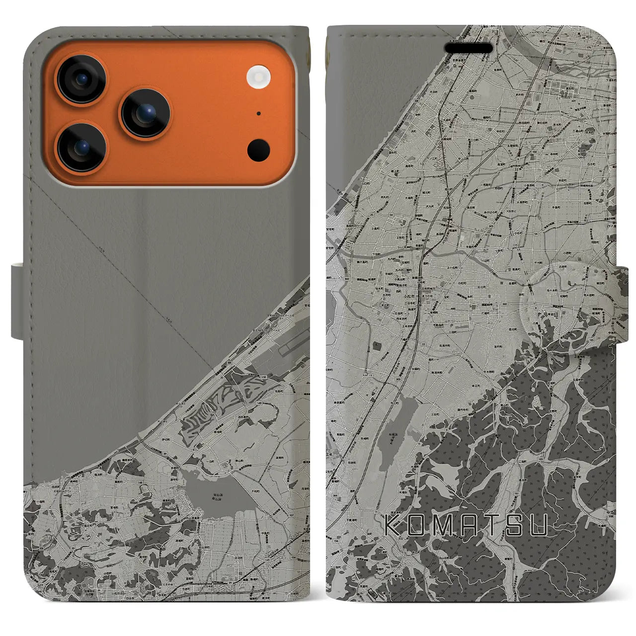 【小松(石川県)】地図柄iPhoneケース(手帳タイプ)