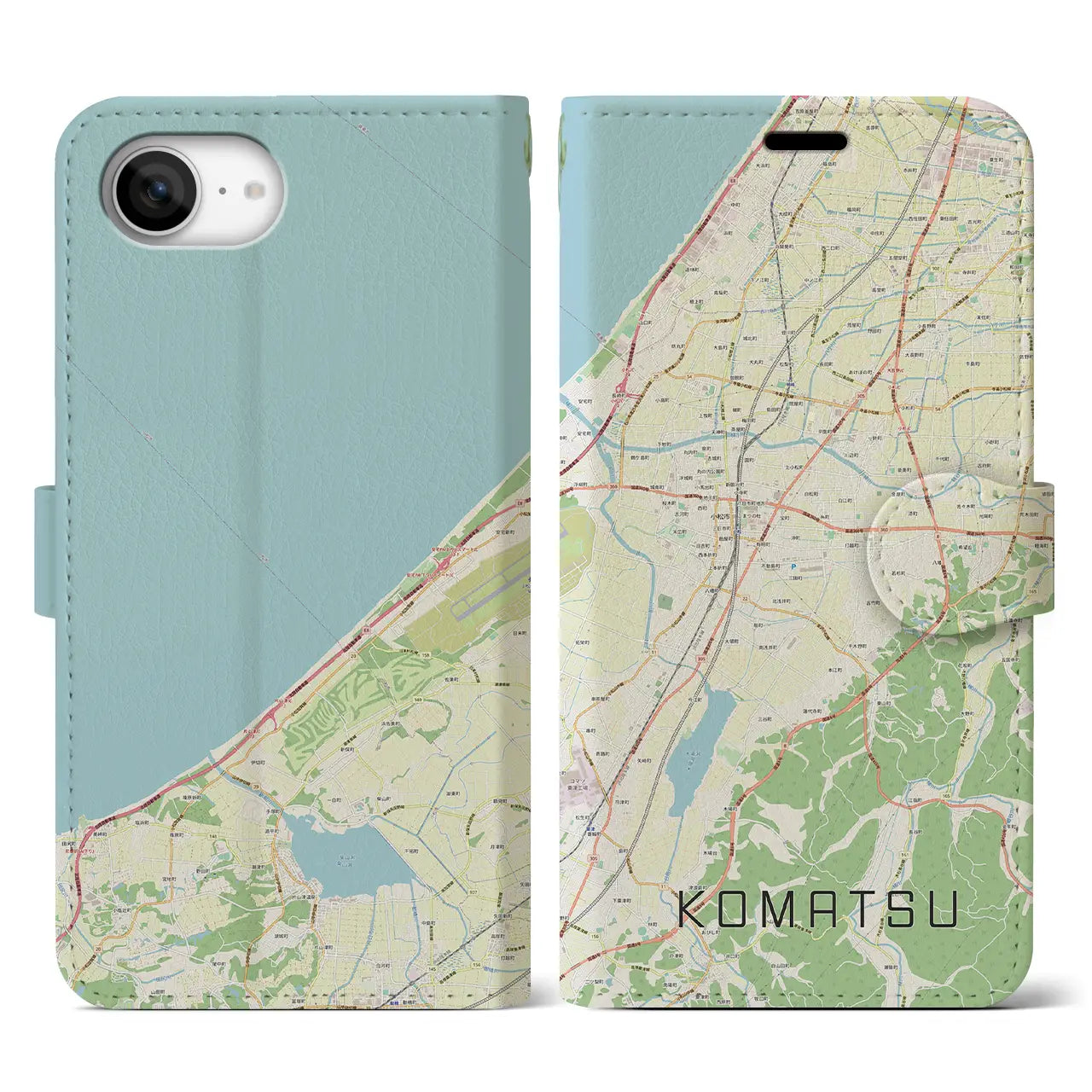 【小松(石川県)】地図柄iPhoneケース(手帳タイプ)