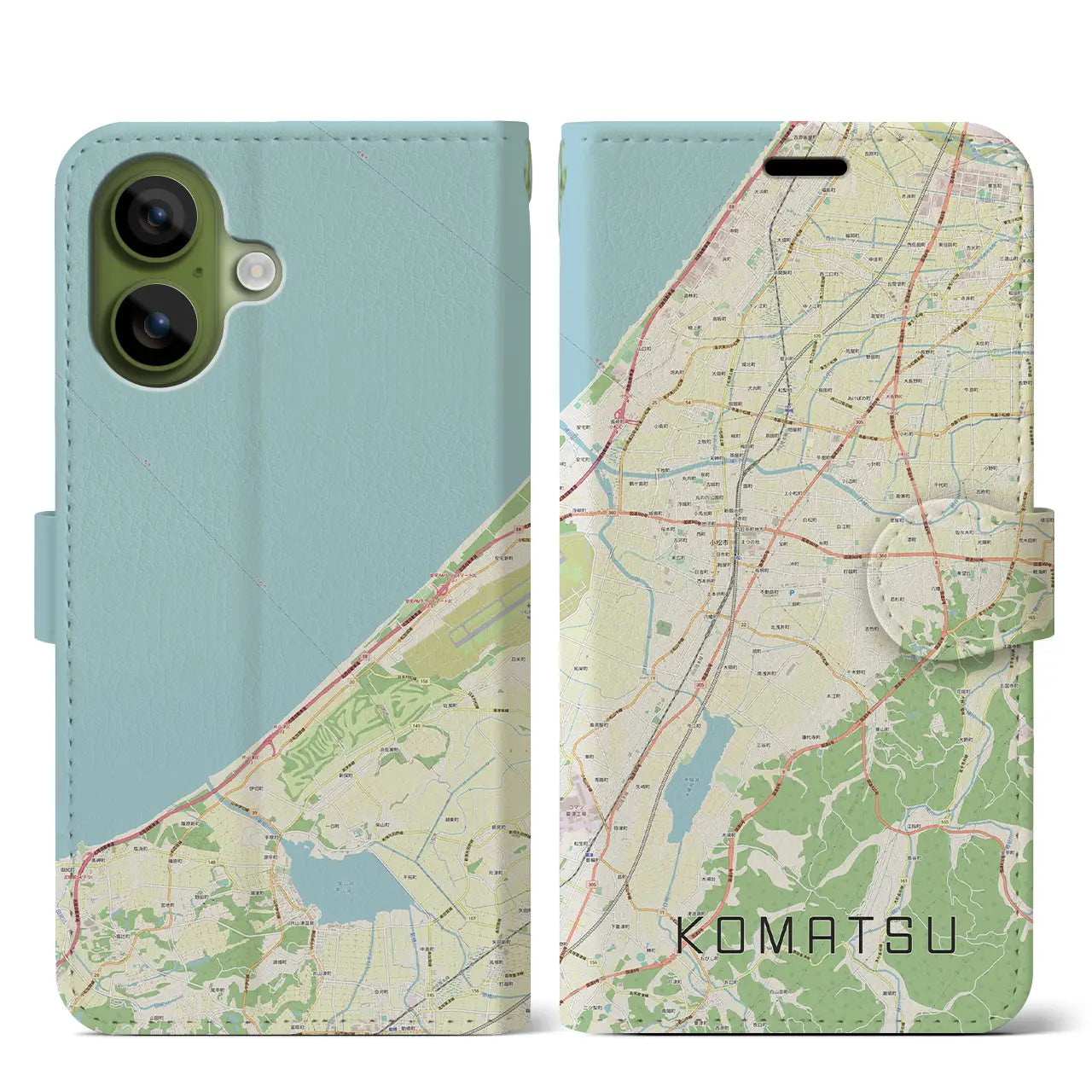 【小松(石川県)】地図柄iPhoneケース(手帳タイプ)