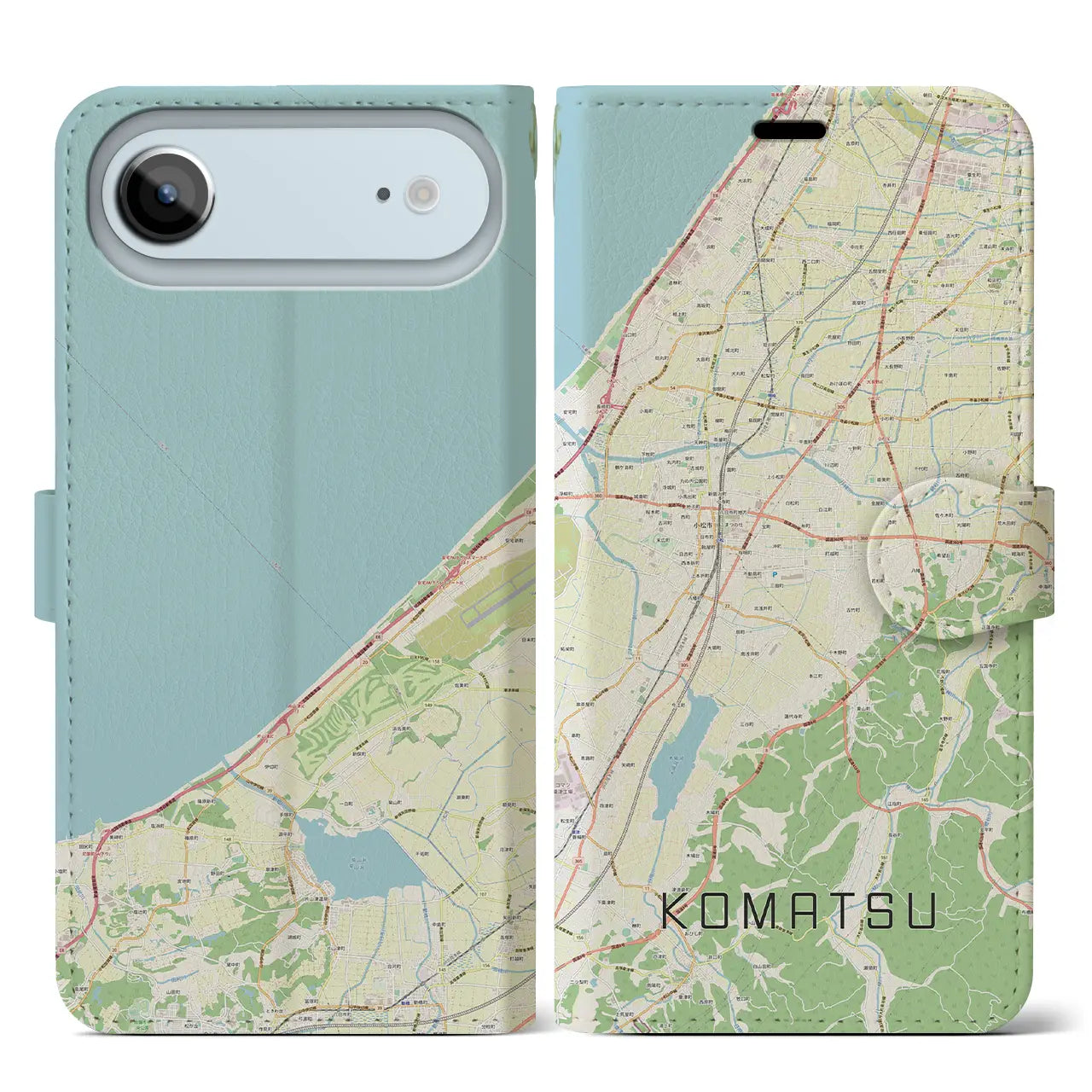 【小松(石川県)】地図柄iPhoneケース(手帳タイプ)