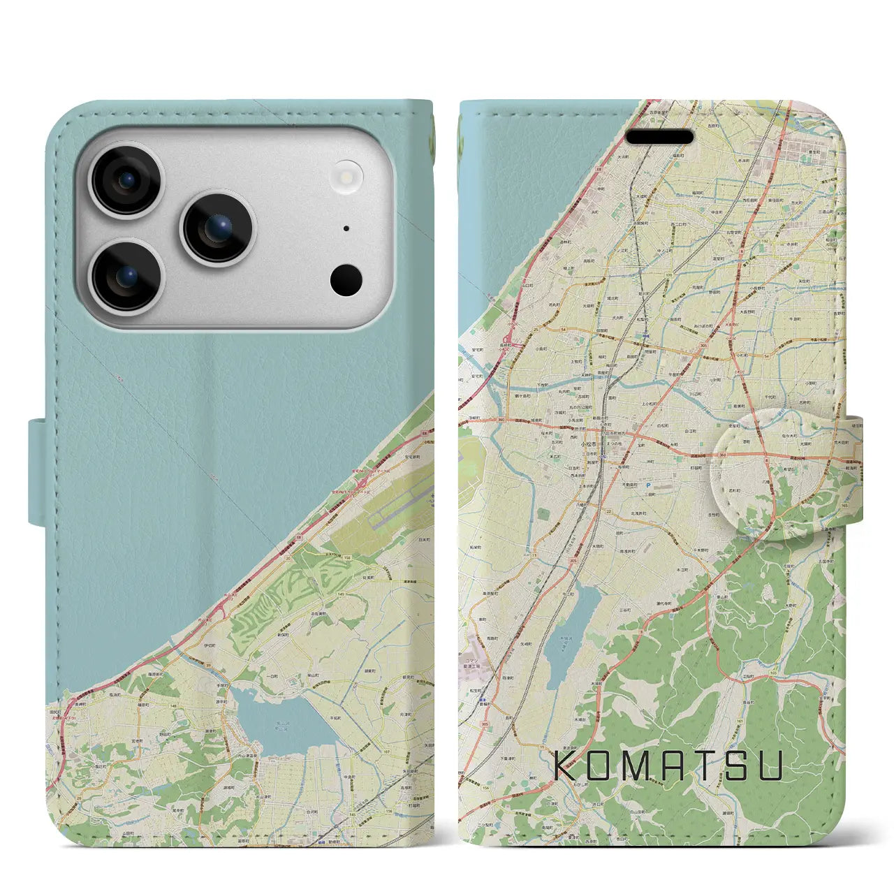 【小松(石川県)】地図柄iPhoneケース(手帳タイプ)