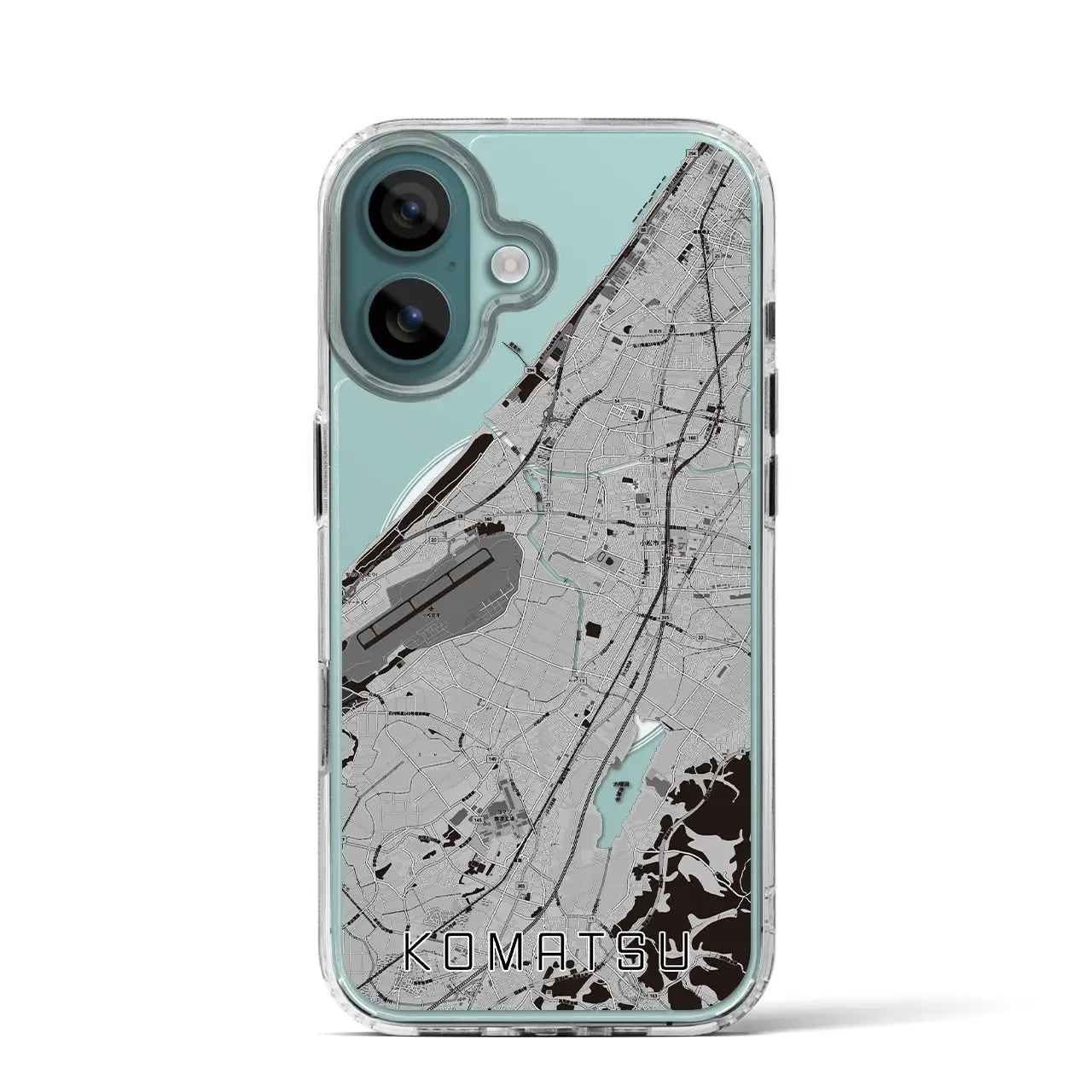 【小松(石川県)】地図柄iPhoneケース(MagSafeタイプ)モノトーン・iPhone 16 Pro 用