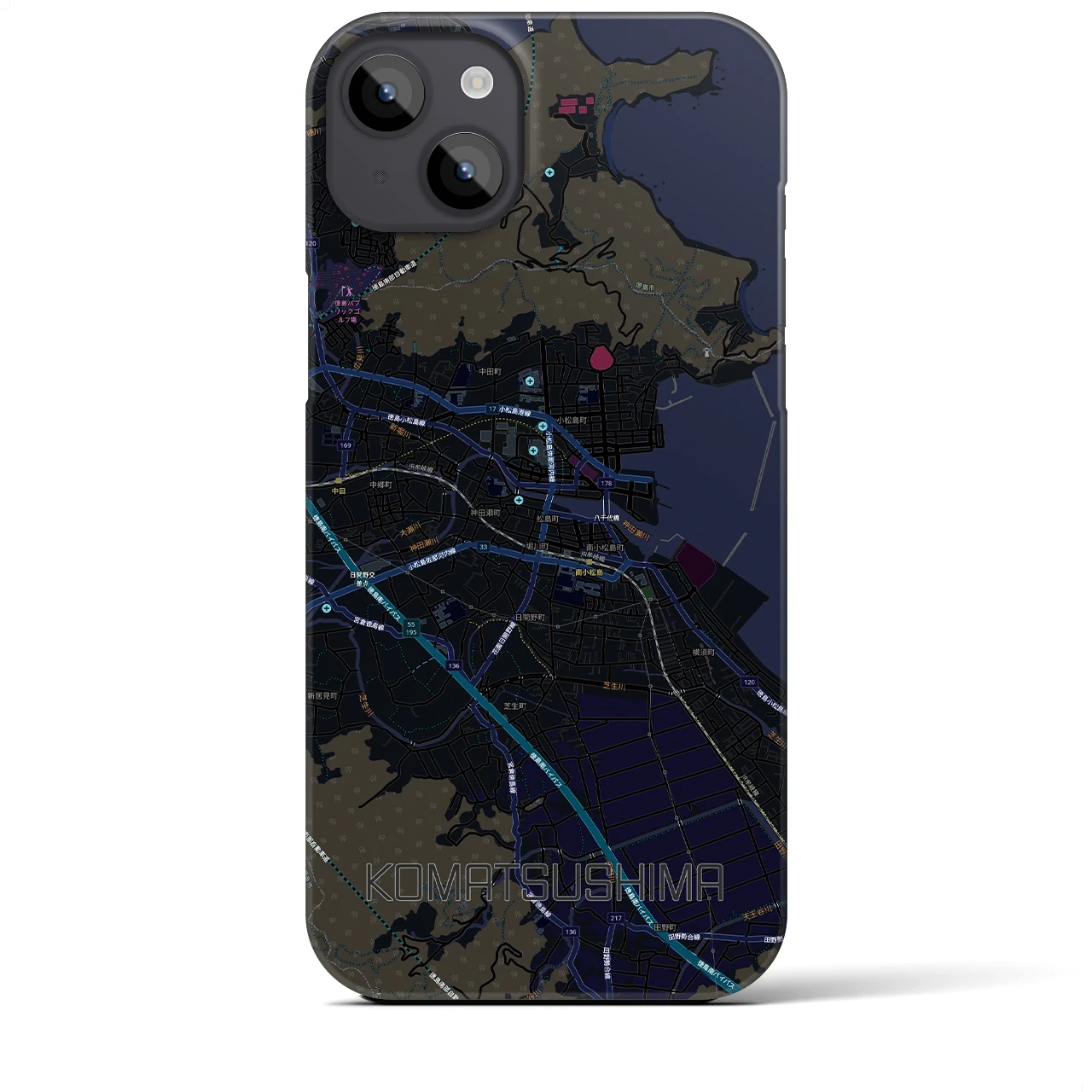 【小松島(徳島県)】地図柄iPhoneケース(バックカバータイプ)