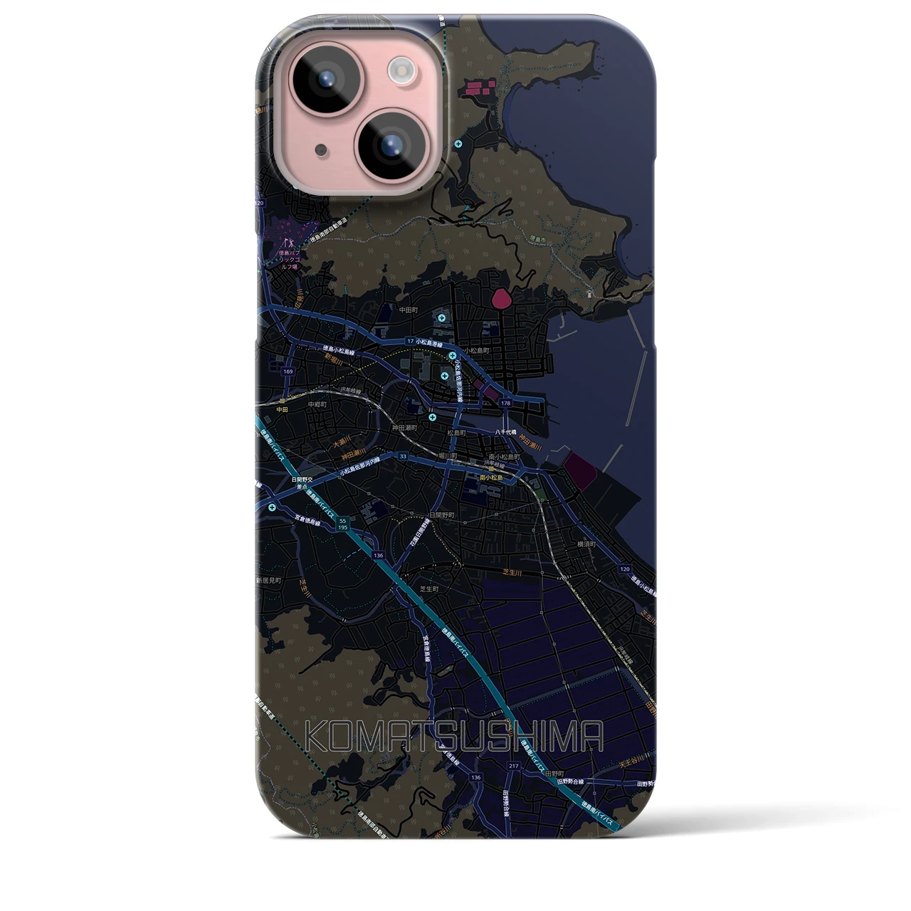 【小松島(徳島県)】地図柄iPhoneケース(バックカバータイプ)