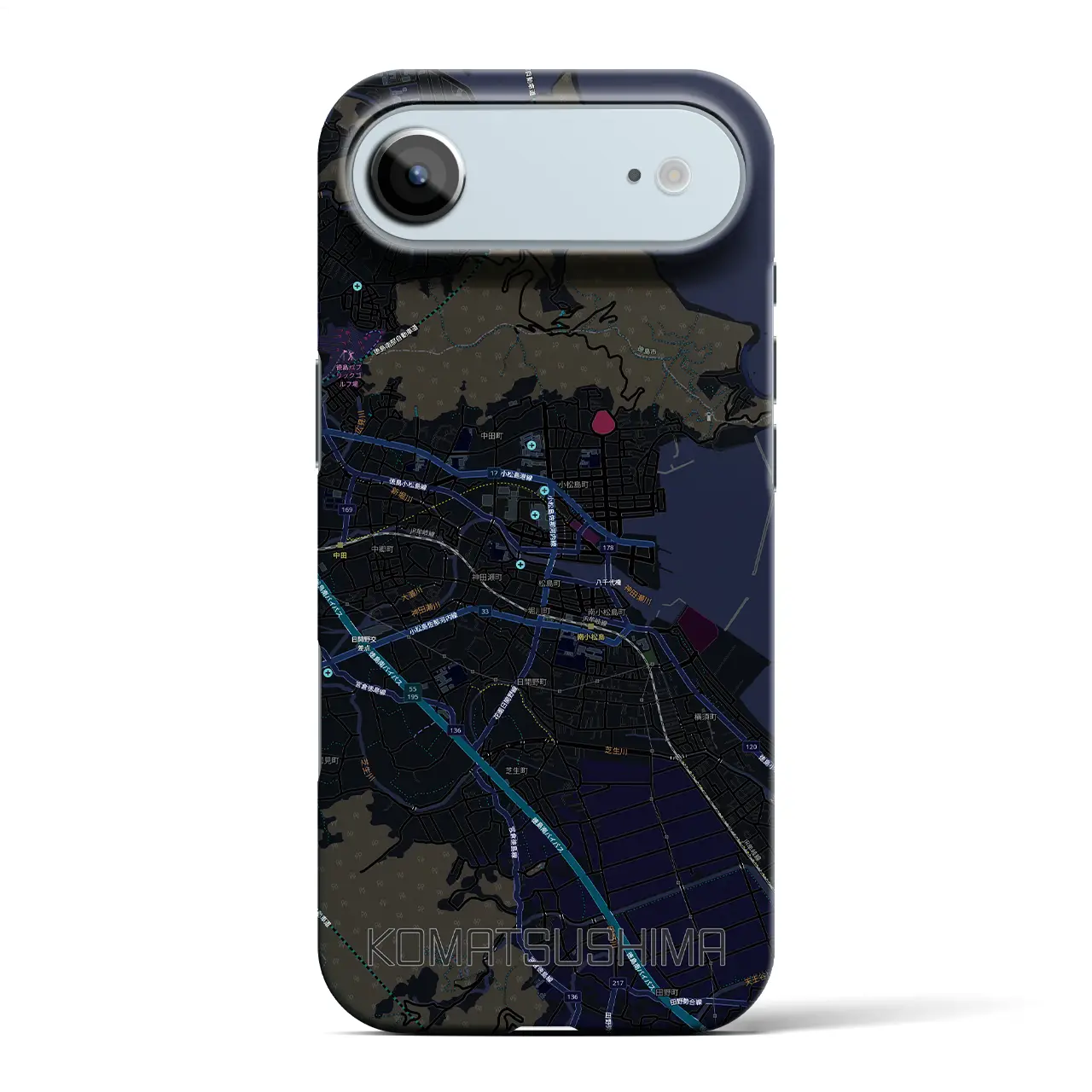 【小松島(徳島県)】地図柄iPhoneケース(バックカバータイプ)