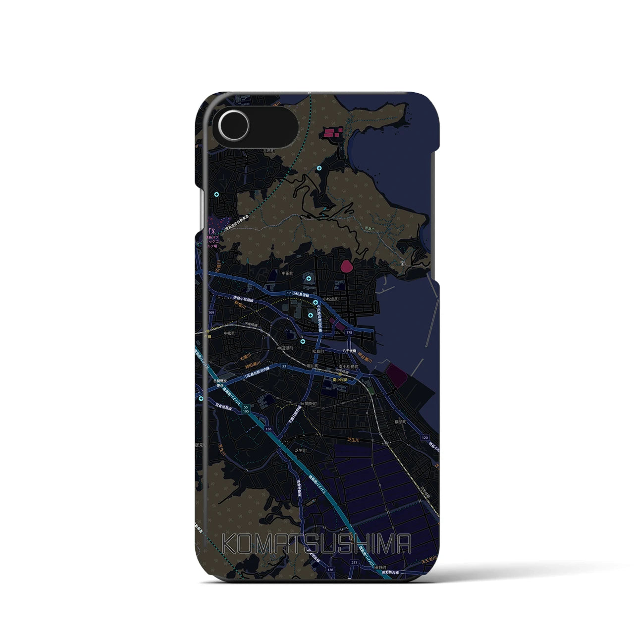【小松島(徳島県)】地図柄iPhoneケース(バックカバータイプ)