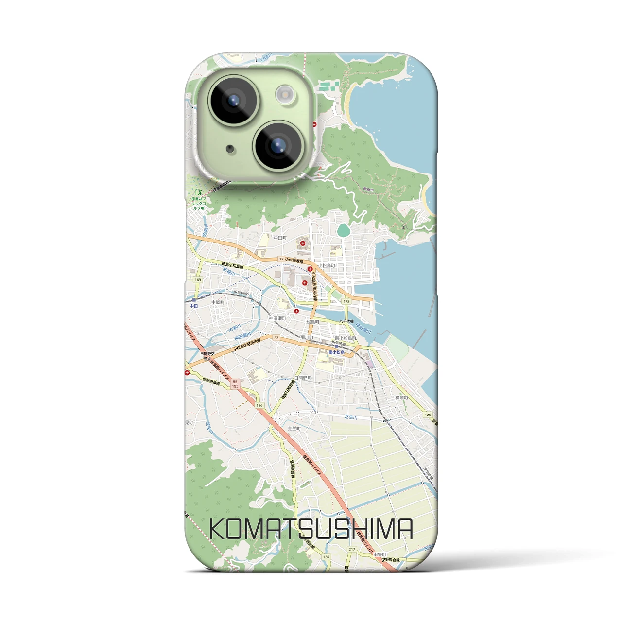 【小松島(徳島県)】地図柄iPhoneケース(バックカバータイプ)